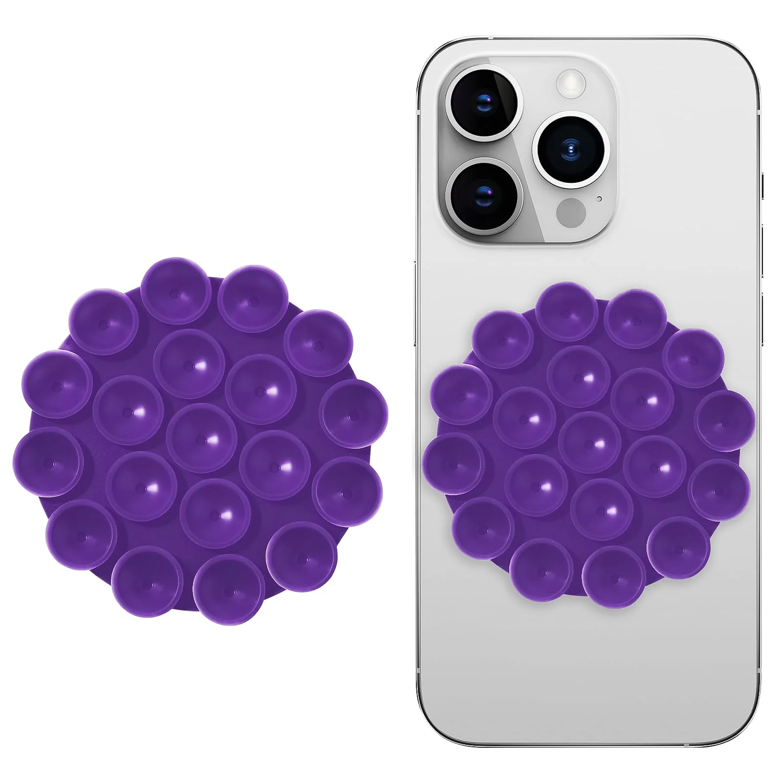 DL3 Mobilak Silicone Suction Cup Phone Mount for iPhone and Android, Double-sided suction design, Hands-free phone support, Strong suction grip - Viloet