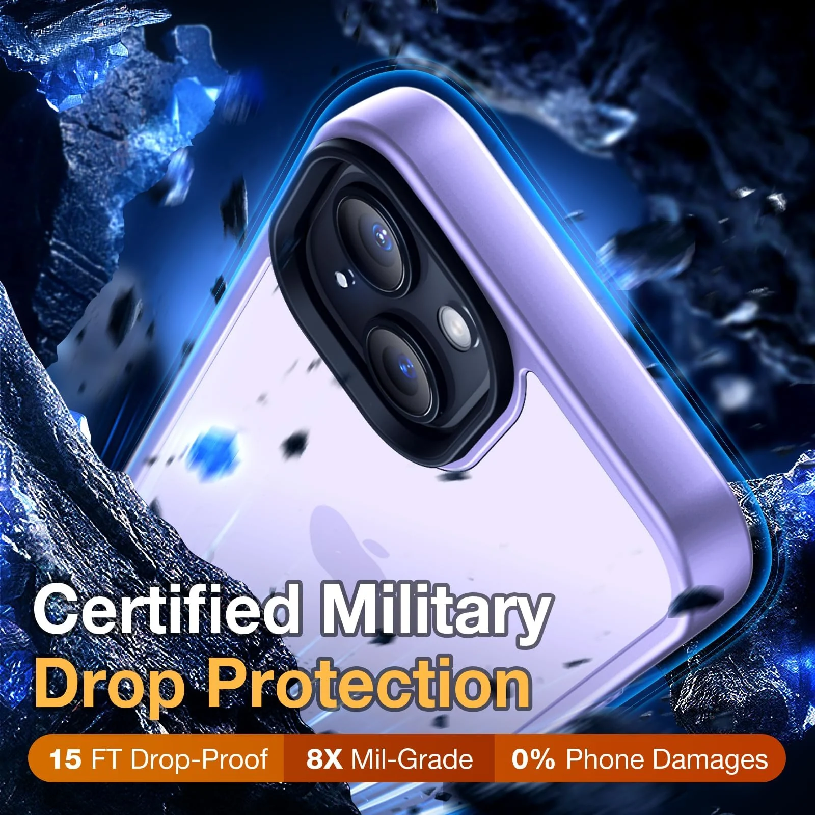 DL3 Mobilak Matte Protective Case for iPhone 13 / iPhone 14 with Camera Protection and Shockproof Design - Light Purple