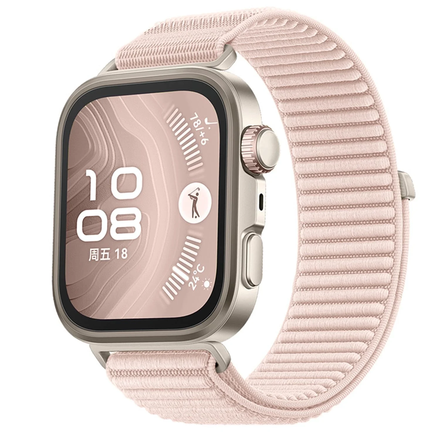 DL3 MOBILAK Elastic Nylon Watch Strap for Huawei Watch Fit 3 / Fit 4 / Fit 4 Pro / Fit 5 / Fit 5 Pro, Milk Pink