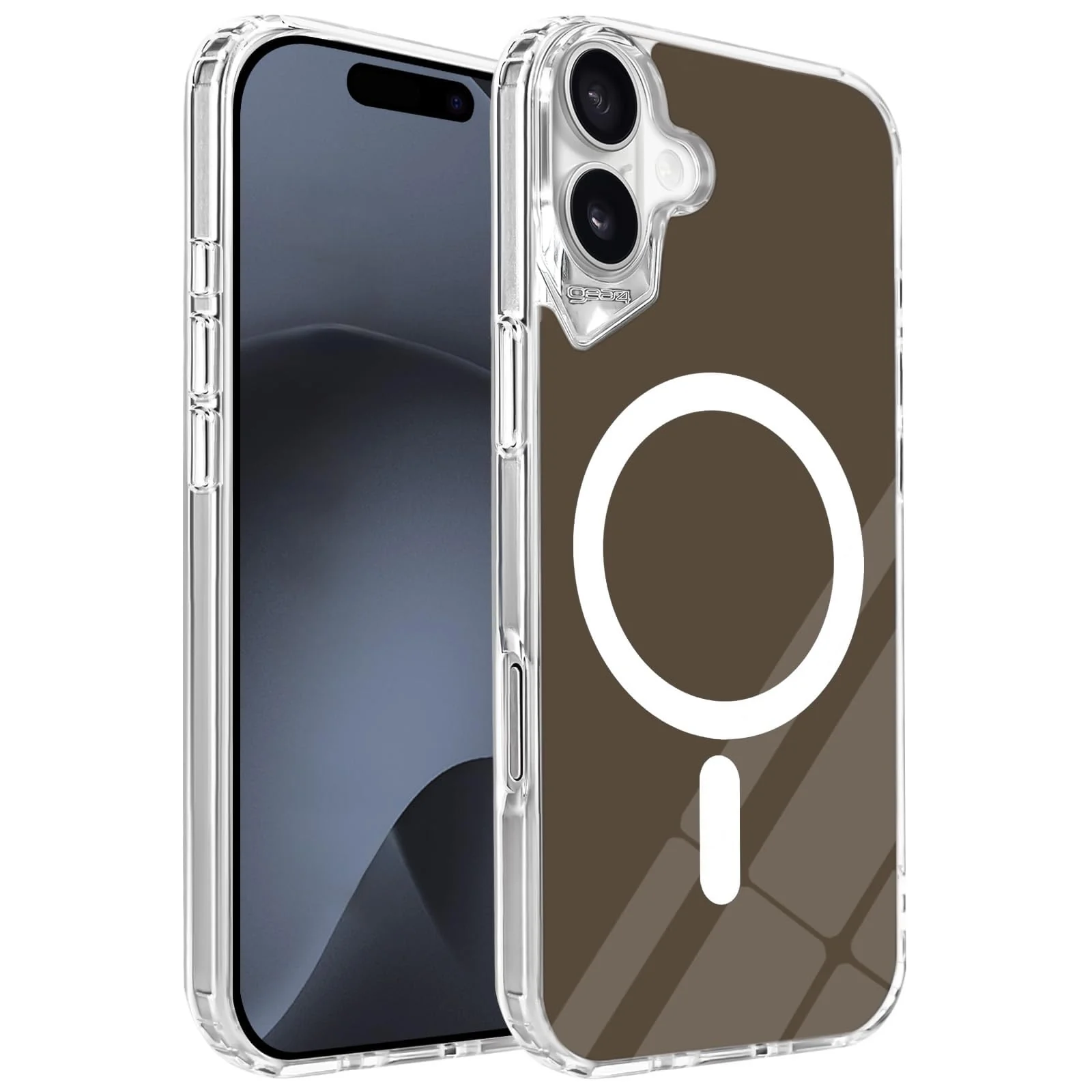DL3 Mobilak Clear MagSafe-Compatible Magnetic Case for iPhone 16 with Camera Protection and Magnetic Car-Mount Support - Brown