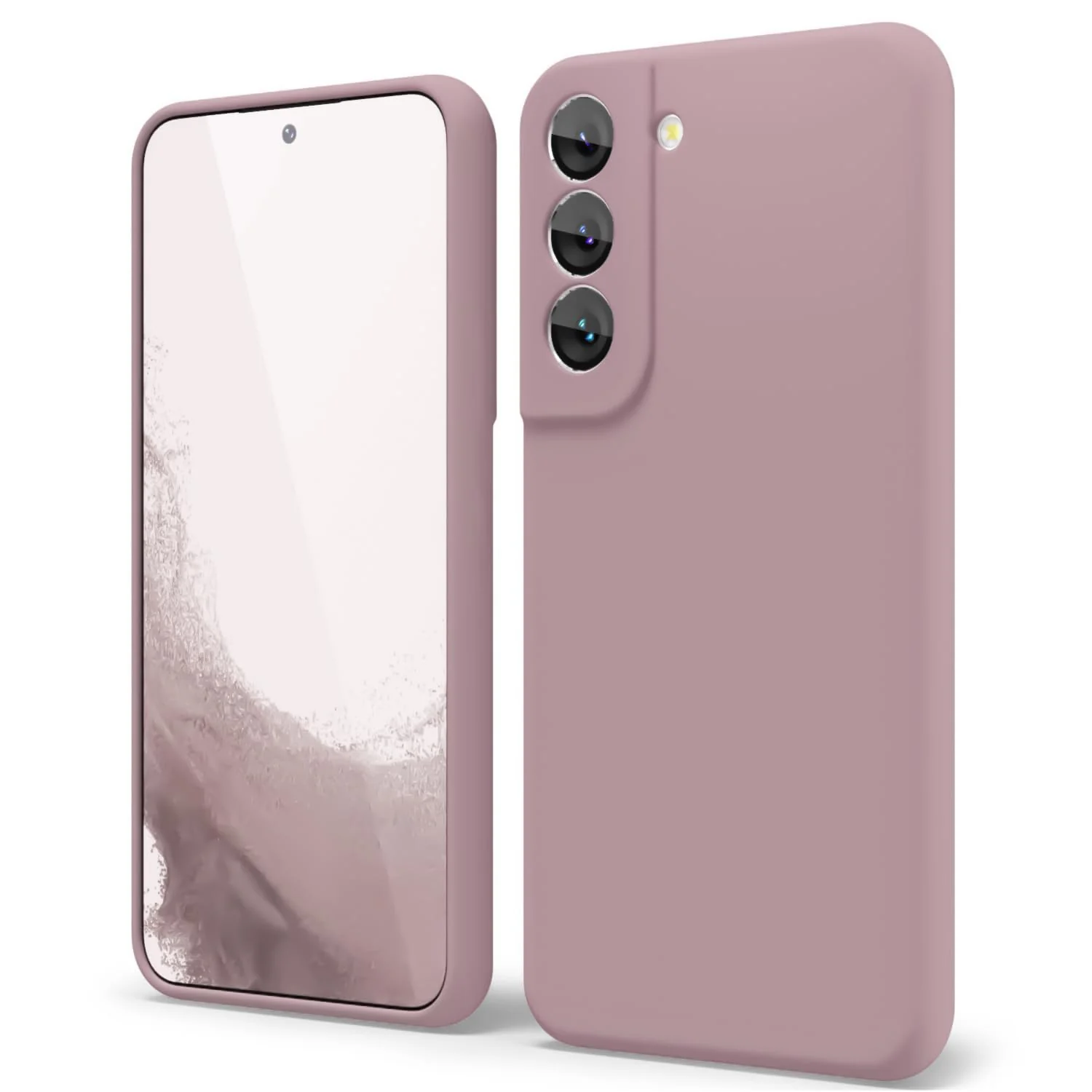 DL3 Mobilak Liquid Silicone Protective Case with Soft Microfiber Lining with Full Camera Protection for Samsung Galaxy S22 5G - Cashmere