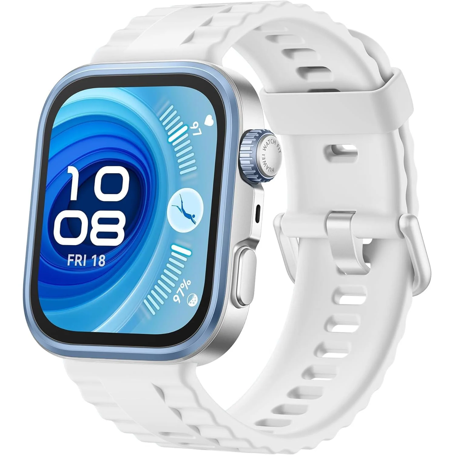 DL3 Mobilak Wavy Texture Sports Wristbands for Huawei Watch Fit 4/Fit 4 Pro/Fit 3 Strap, Breathable Silicone Wristband Strap Watch Strap Bracelet for Huawei Watch Fit 4 Pro/Fit4/3 - White