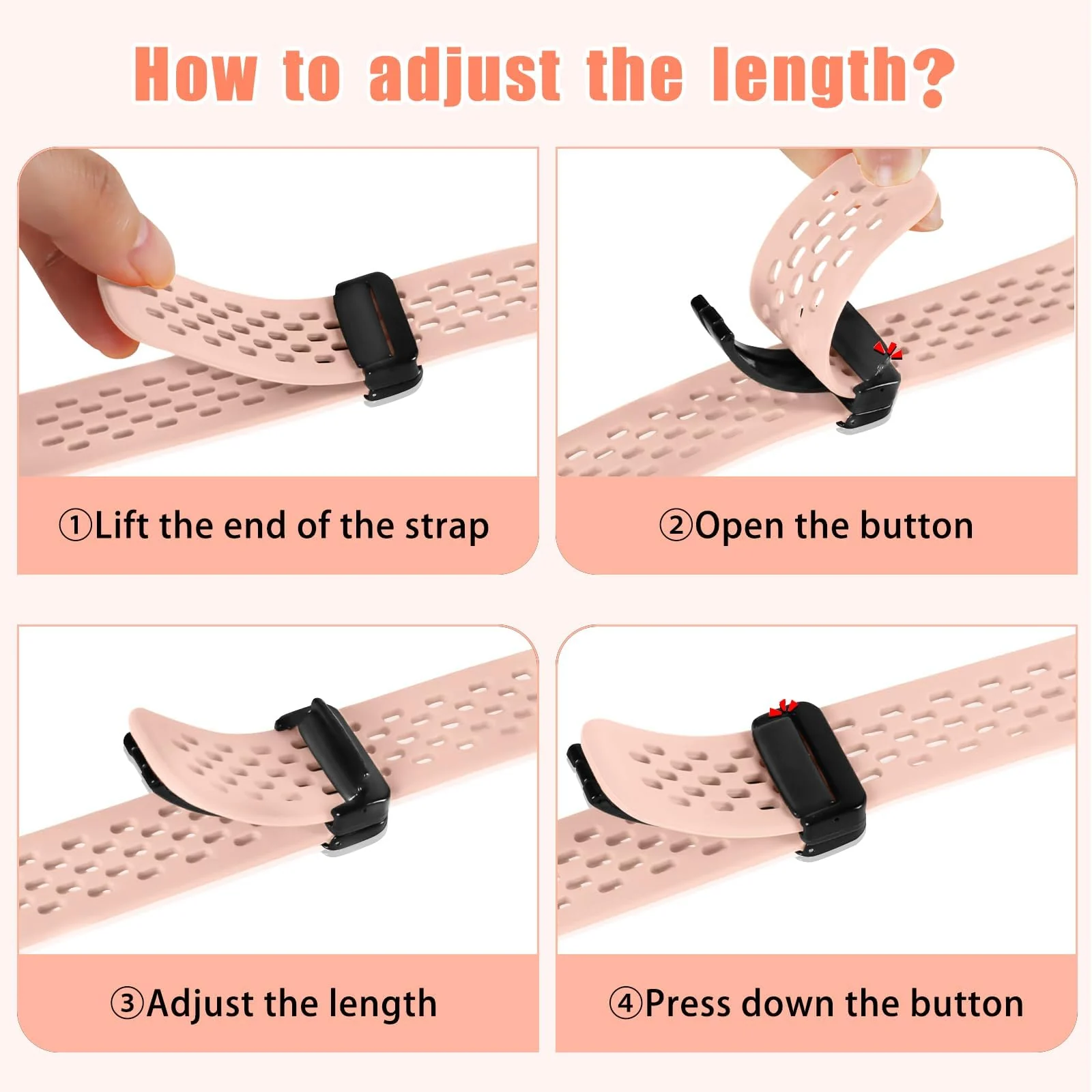 DL3 Mobilak 18mm Silicone Strap For Huawei Watch GT 6 41mm/GT 5 Pro 42 mm/GT 5 41mm/GT4 41 mm/Watch 5 42mm Magnetic Metal Buckle Sport Silicone Breathable Strap, Band Soft Replacment Wristband - Light Pink