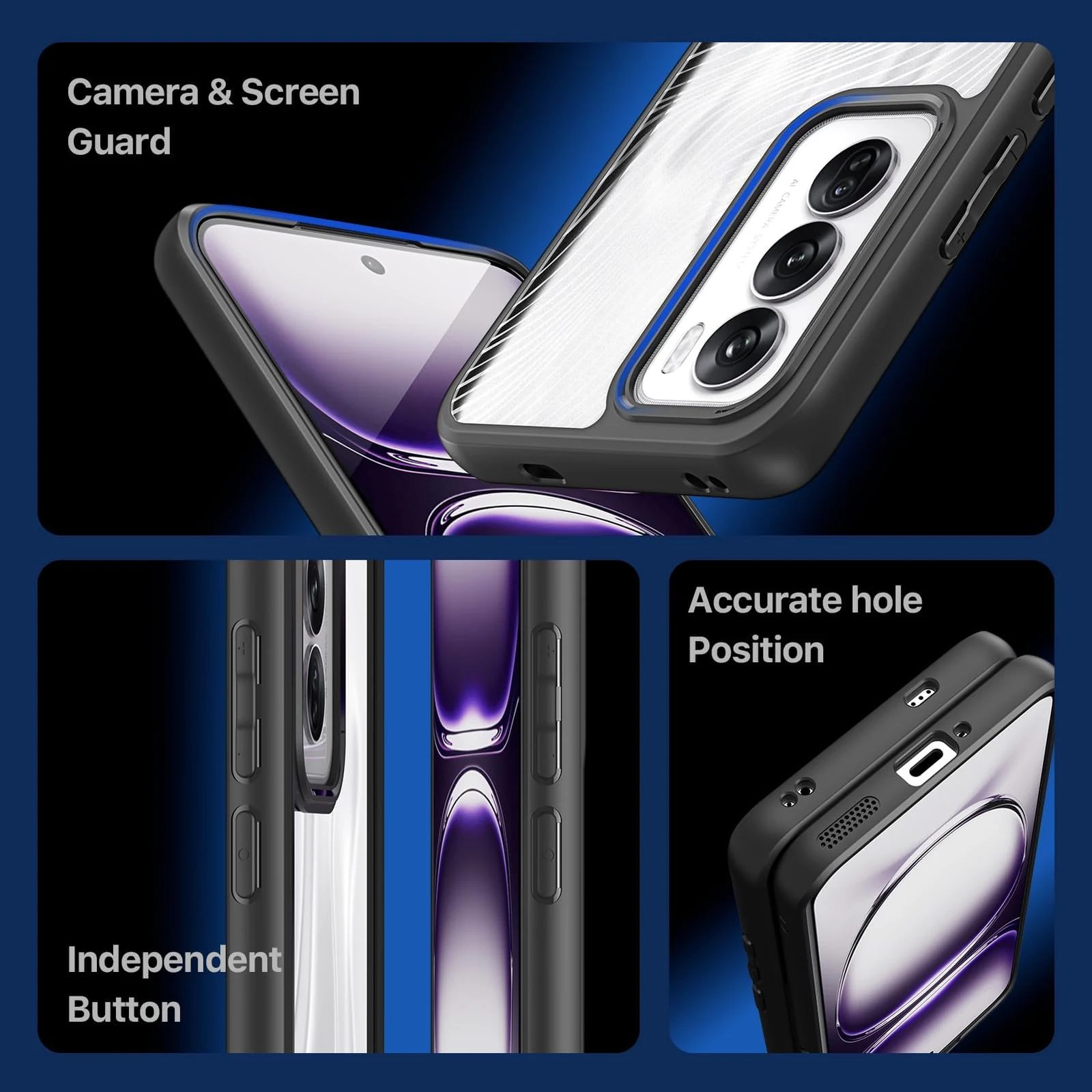 DL3 Mobilak Compatible with OPPO Reno 12 5G Case Waterproof, Full-Body Heavy Duty Shockproof Phone Case, Translucent Matte Cover, Built-in Camera Lens Protective - Black