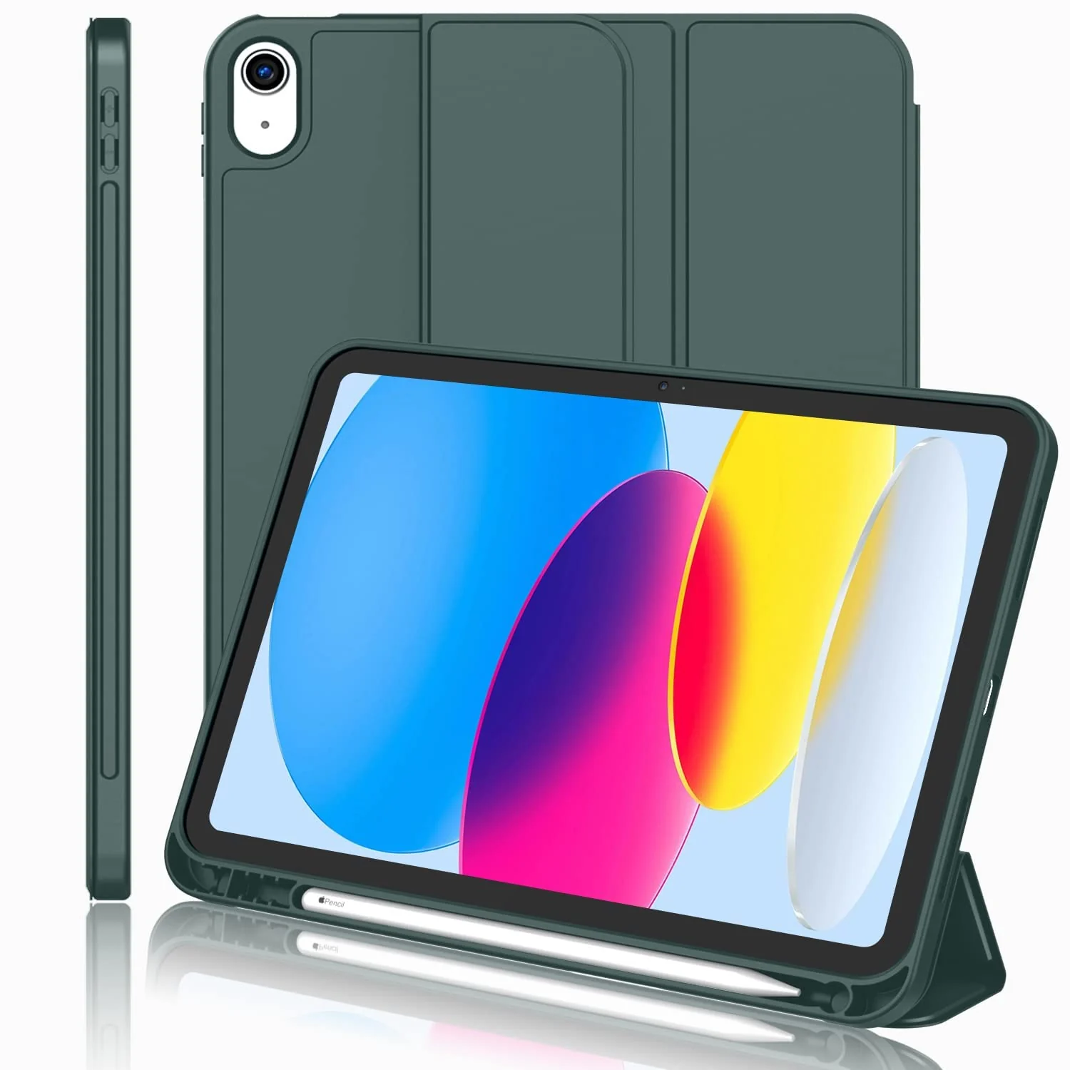 DL3 Mobilak iPad (A16) Case/iPad 10th Generation [11-Inch 2025/10.9 Inch 2022] with Pencil Holder, [Support Touch ID] Flexible TPU Back Shell Smart Trifold Stand Protective Auto Wake/Sleep