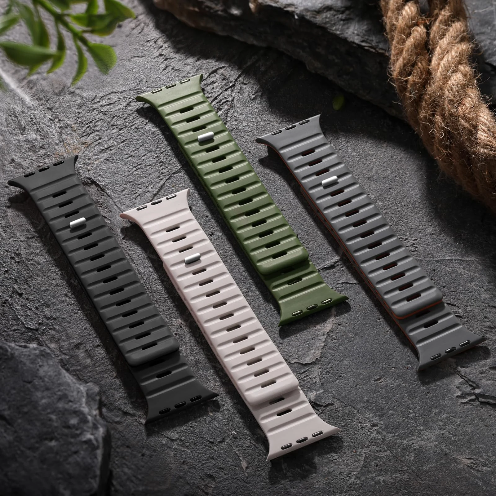 DL3 MOBILAK Adjustable Silicone Sports Watch Strap for 49MM - Green/Black