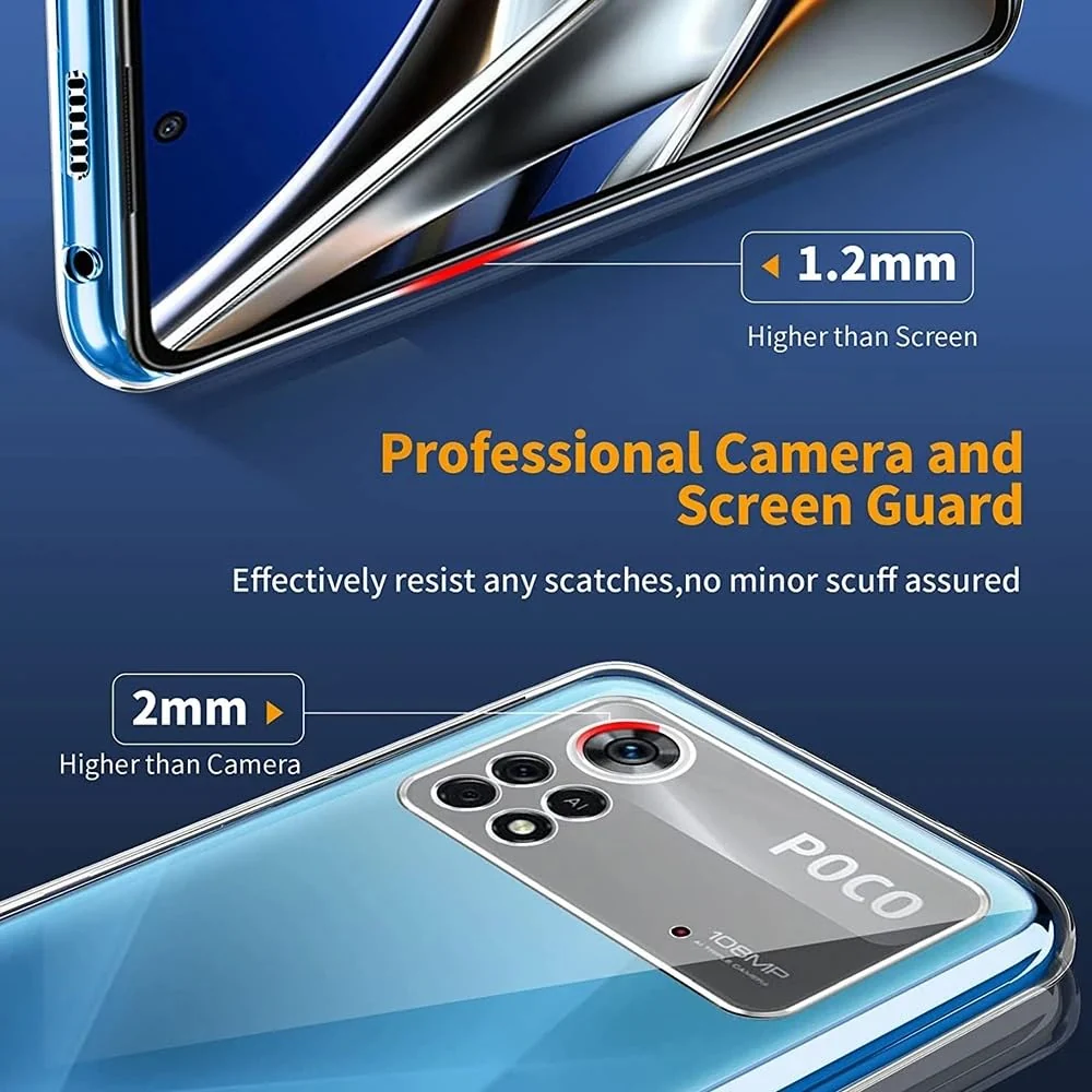 DL3 Mobilak Case Compatible with Xiaomi Poco X4 Pro 5G Case Crystal Soft TPU Gel Case Flexible Silicone Anti-Scratch Camera Protection TPU Cover - Clear