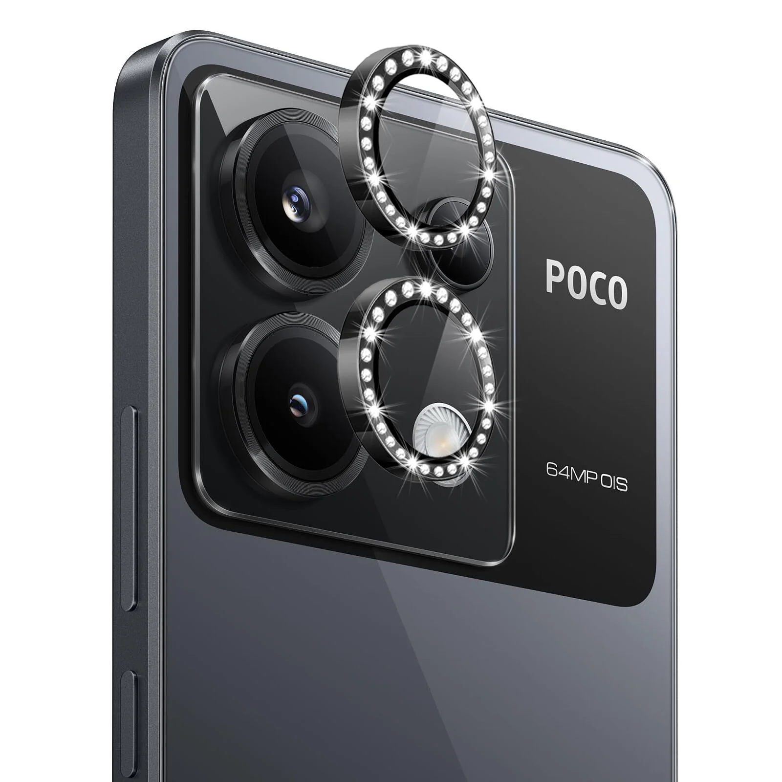 DL3 Mobilak Camera Lens Protector for Xiaomi Poco X6 / Redmi Note 13 Pro 5G, 9H Tempered Glass Metal Individual Ring Camera Cover Screen Protector, Case Friendly, Anti Scratch