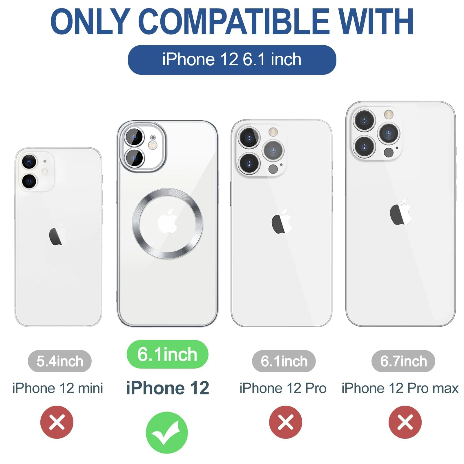 DL3 Mobilak Clear Case for iPhone 12 6.1-Inch with Built-in Camera Lens Protector, Slim Luxury Plating Edge Soft TPU Cover Protective, Transparent Case for Women Girls Men - Silver