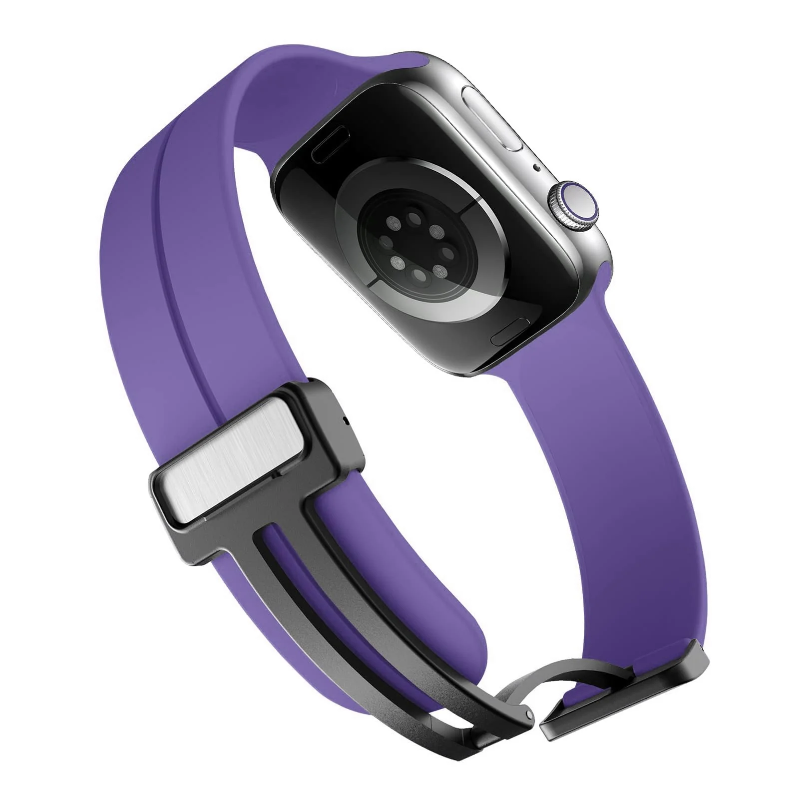 DL3 Mobilak Magnetic Strap for Apple Watch Band 49mm 45mm 44mm 41mm 40mm 38mm 42mm, Sport Silicone Replacement Wristband Strap for iwatch Series 9 8/7/6/5/4/3/2/SE (42mm/44mm/45mm/49mm) - Purple