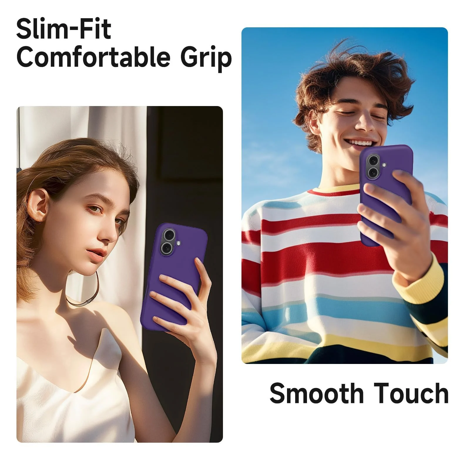 DL3 Mobilak Liquid Silicone Protective Case for iPhone 17 6.3-Inch with Microfiber Lining and Shockproof Design - Violet
