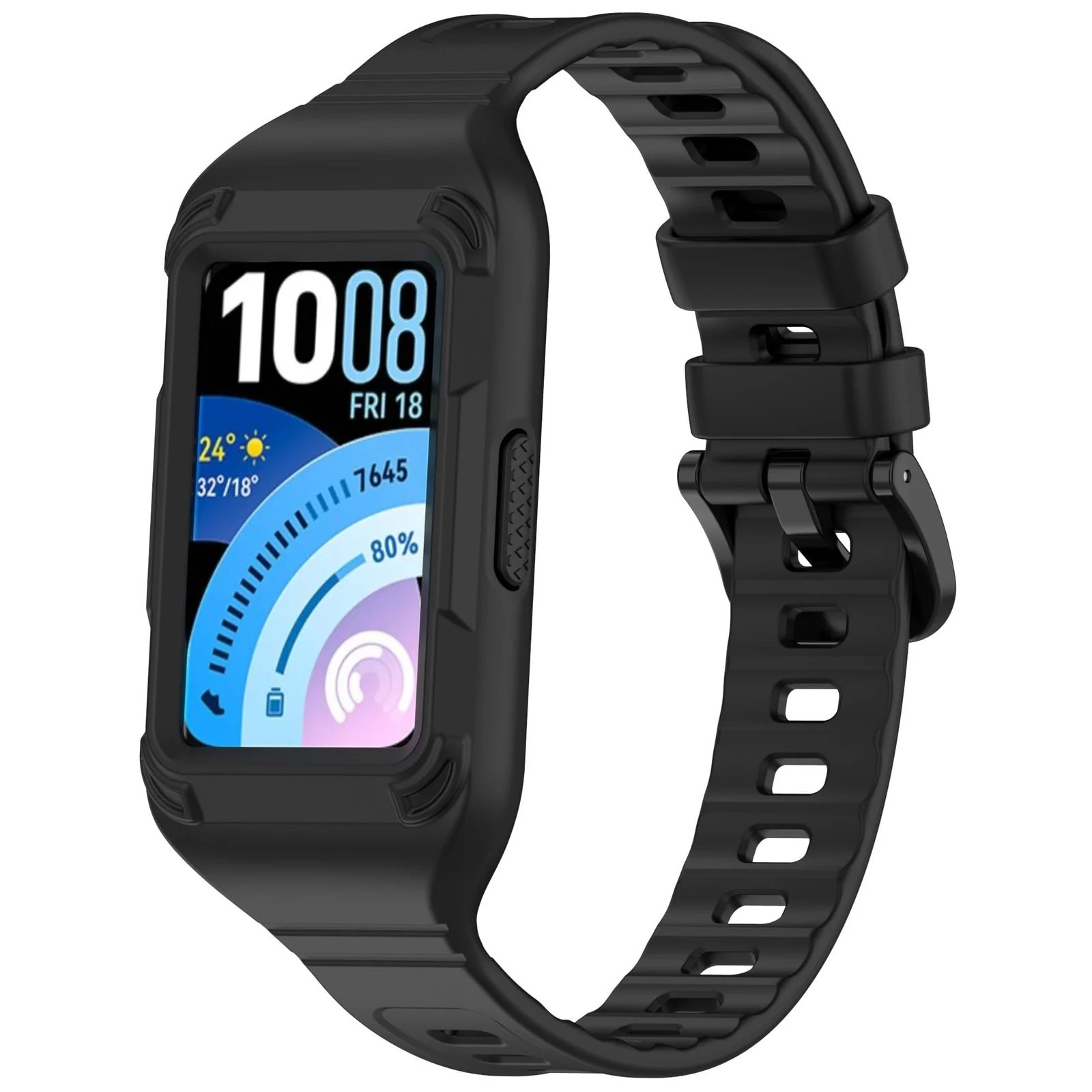 Mobigon Compatible for Huawei Band 11 Pro Strap Silicone with Bumper Case, Soft Rugged TPU Silicone Armor Shell Watch Case Protective Cover with Strap for Huawei Band 11 Pro