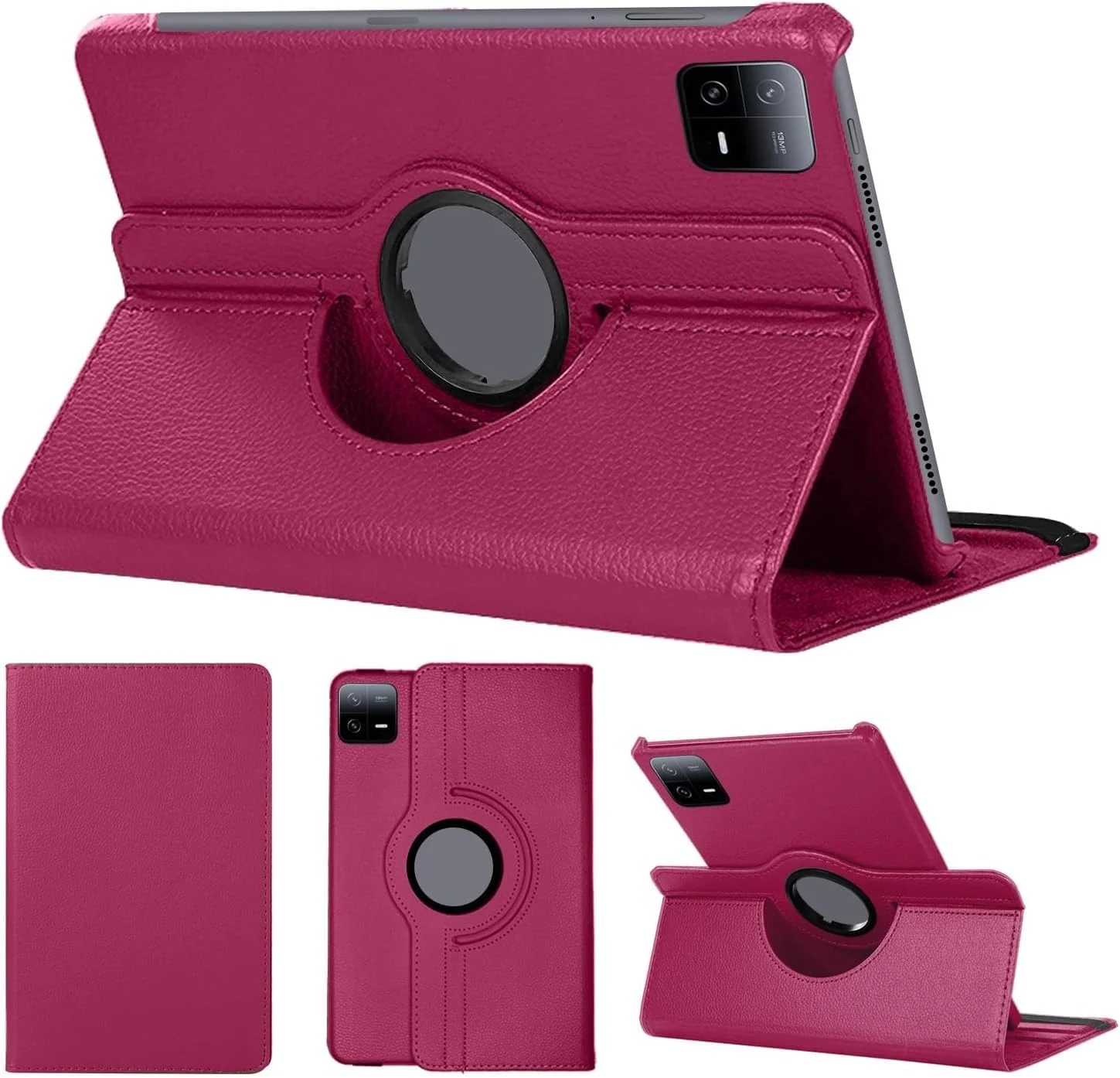 DL3 Mobilak Protective Cover for Xiaomi Pad 6/Xiaomi Pad 6 Pro, 360° Rotatable Smart Stand, Leather Folio Flip Cover with Multi-Angle Viewing, Auto Wake Sleep - Pink