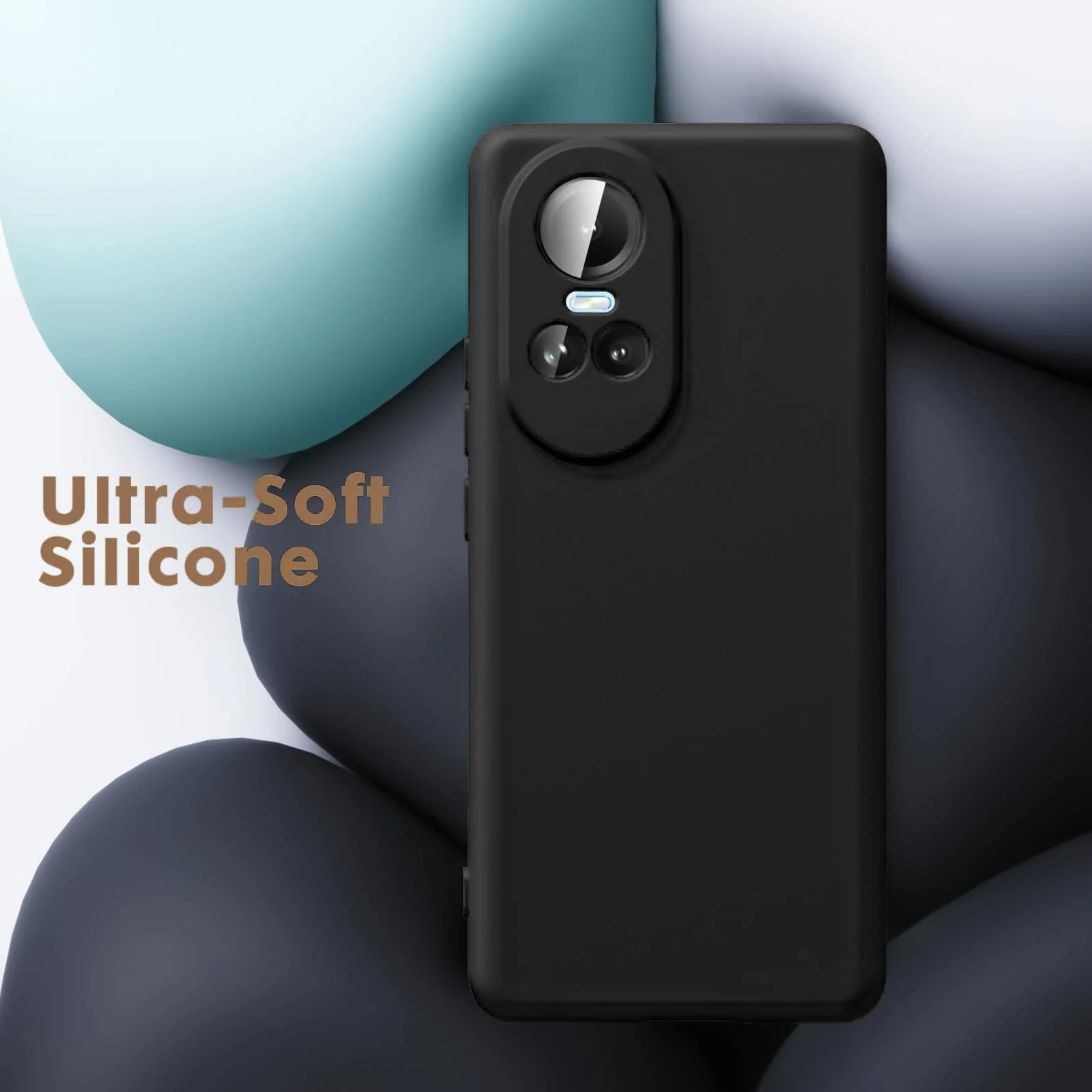 DL3 Mobilak Liquid Silicone Protective Case for OPPO Reno 10 5G / OPPO Reno 10 Pro 5G with Microfiber Lining and Shockproof Design - Black