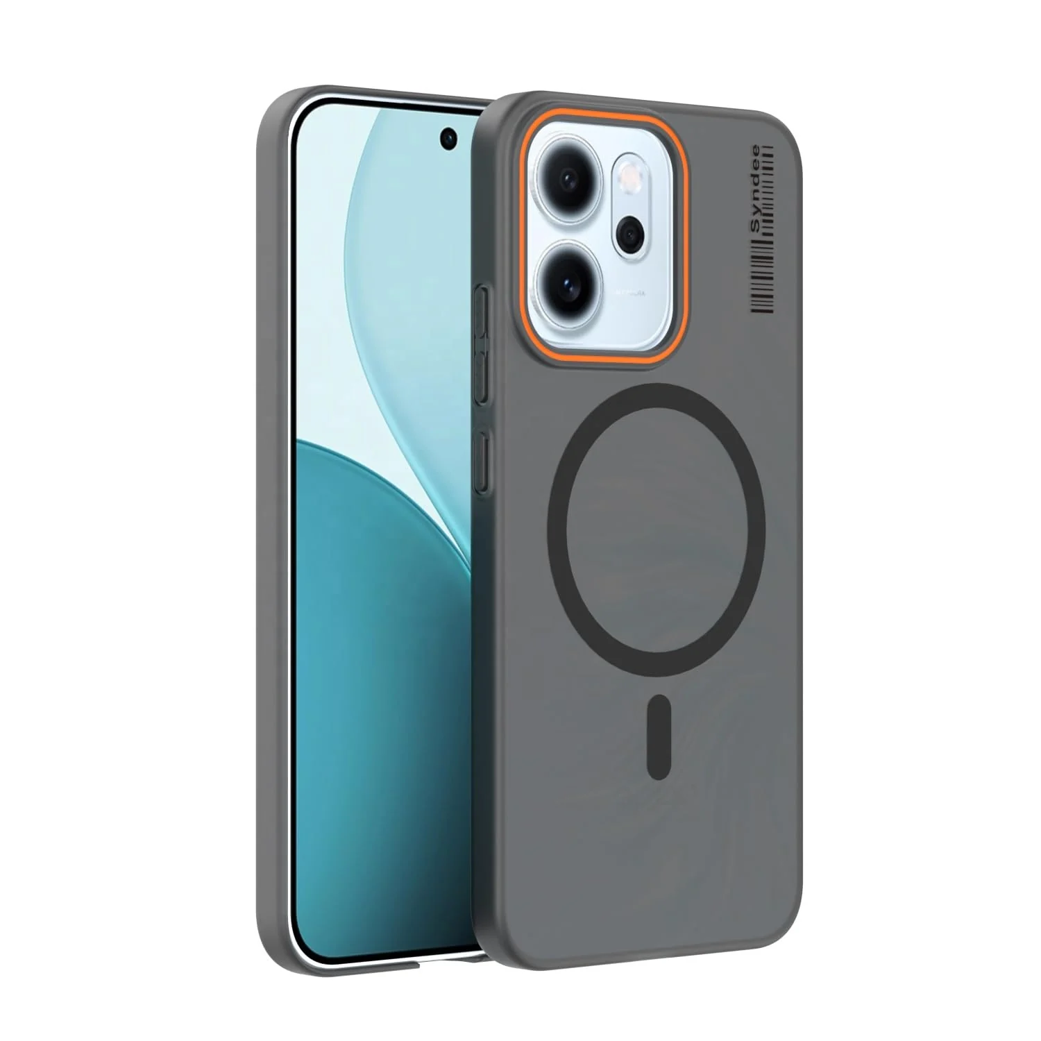 DL3 Mobilak Matte MagSafe-Compatible Magnetic Case for OPPO Reno 14F / OPPO Reno14 FS with Camera Protection and Ring Holder - Black