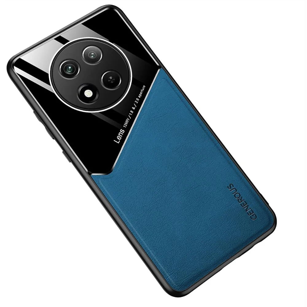 DL3 Mobilak Faux Leather and Plexiglass TPU Case for Honor X9C with Magnetic Car-Mount Support and Shockproof Design - Blue