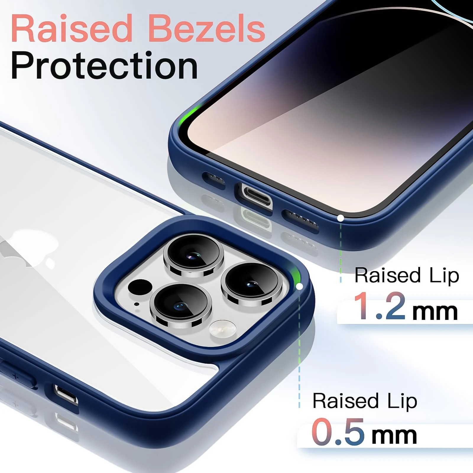DL3 Mobilak Clear PC and TPU Protective Case for iPhone 13 Pro with Military-Grade Protection and Anti-Yellowing Design - Blue