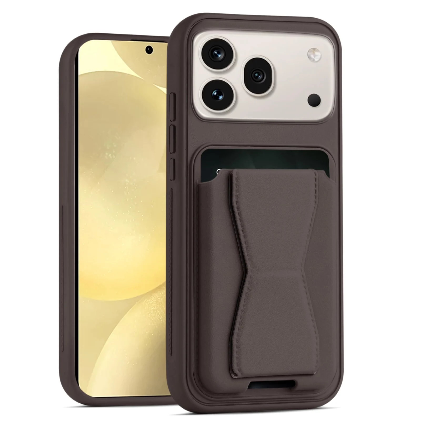 Dl3 Mobilak Leather Wallet Case Compatible with Honor 600 Pro 5G, Leather Back Cover With TPU Frame, Shockproof Protective Phone Case with Card Holder Stand - Brown