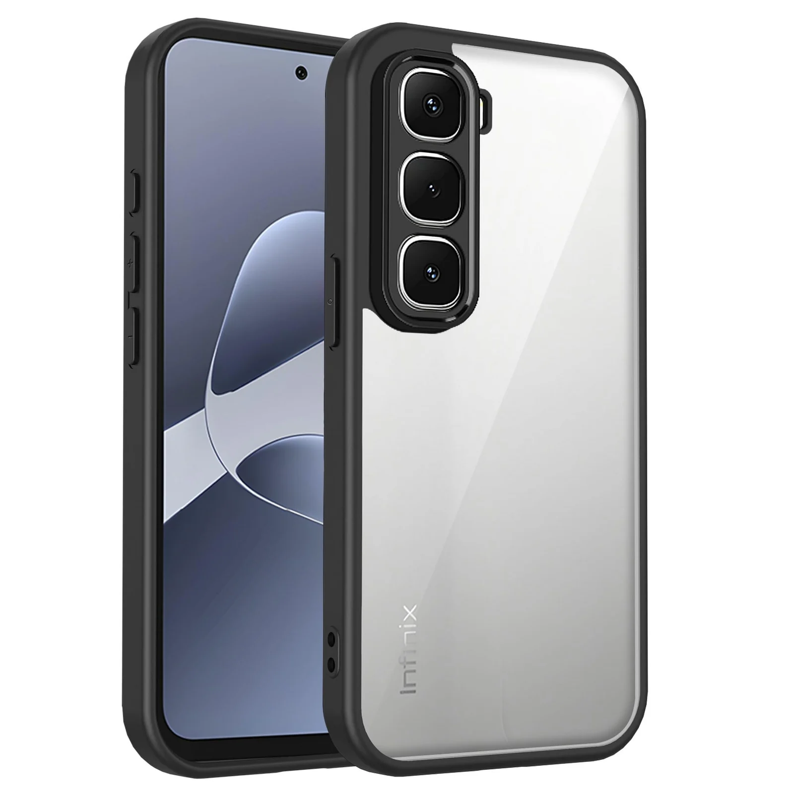DL3 Mobilak Clear PC and TPU Protective Case for Infinix Hot 60 Pro with Camera Protection and Military-Grade Protection - Black