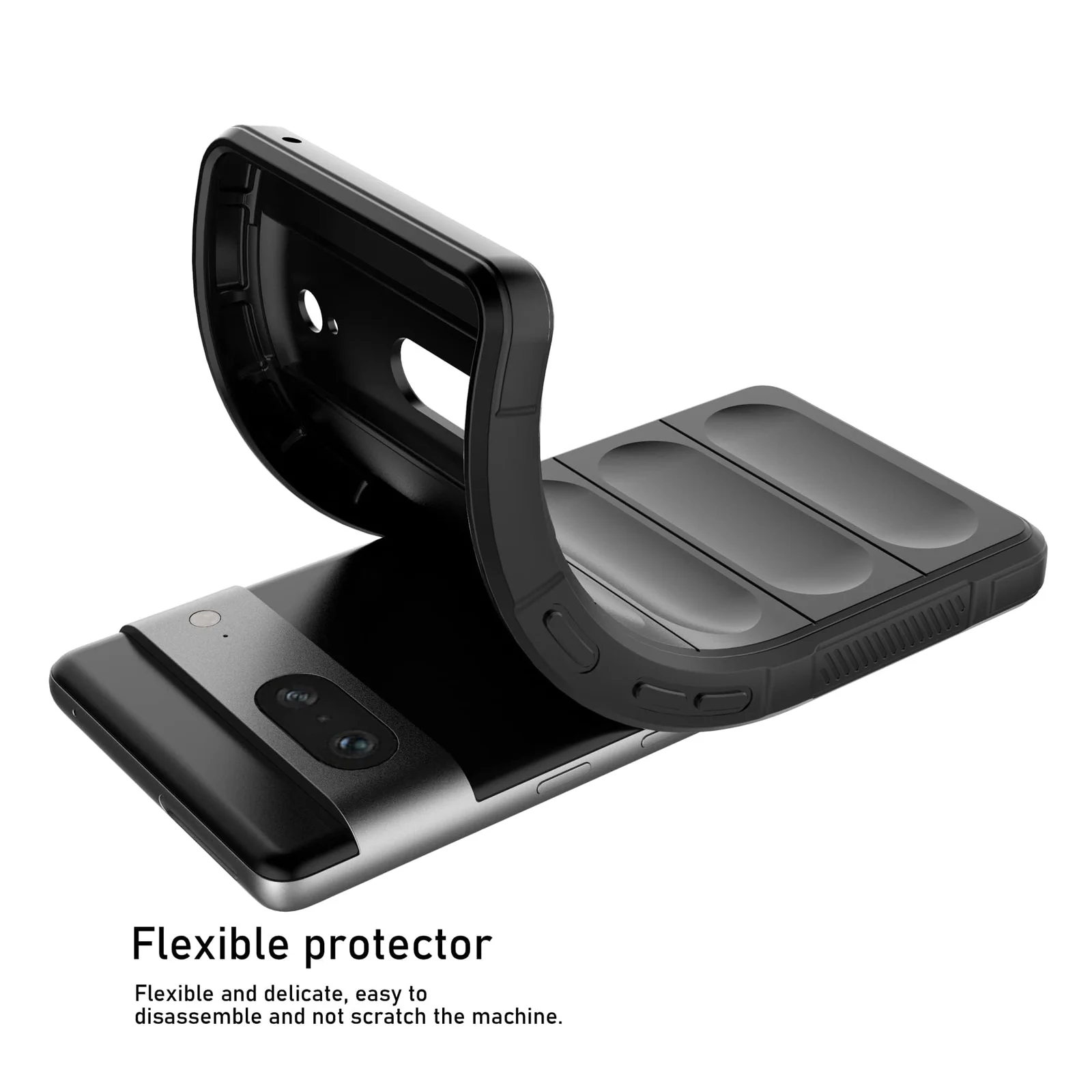 DL3 Mobilak Flexible Silicone and TPU Protective Case with Camera Protection for Google Pixel 7 - Black