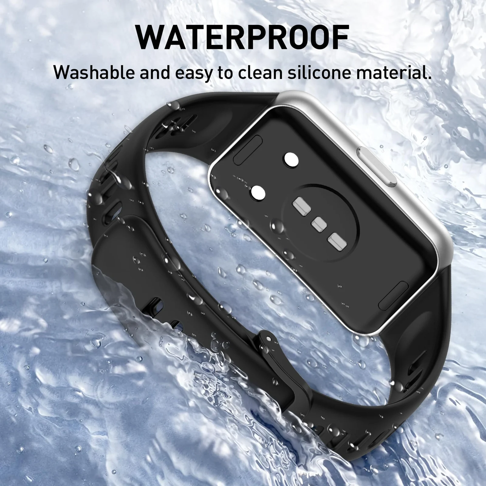 DL3 Mobilak Silicone Bracelet for Huawei Band 11/Band 11 Pro Strap, Soft Silicone Sport Band, Soft Breathable, for Huawei Band11/11 Pro Adjustable Replacement Strap - Black