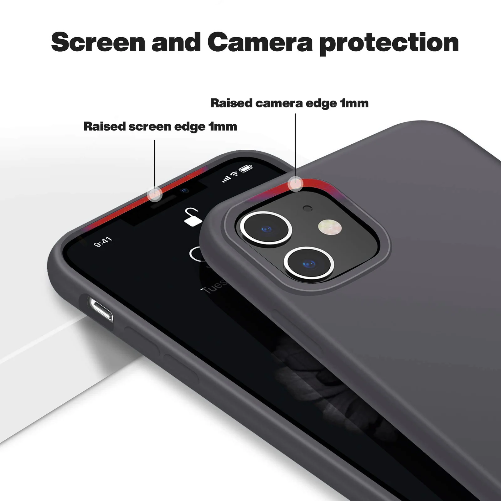 DL3 Mobilak Liquid Silicone Case for iPhone 11 (6.1 Inch), Shock-absorbing protection, Scratch-resistant surface, Soft microfiber lining - Midnight Gray