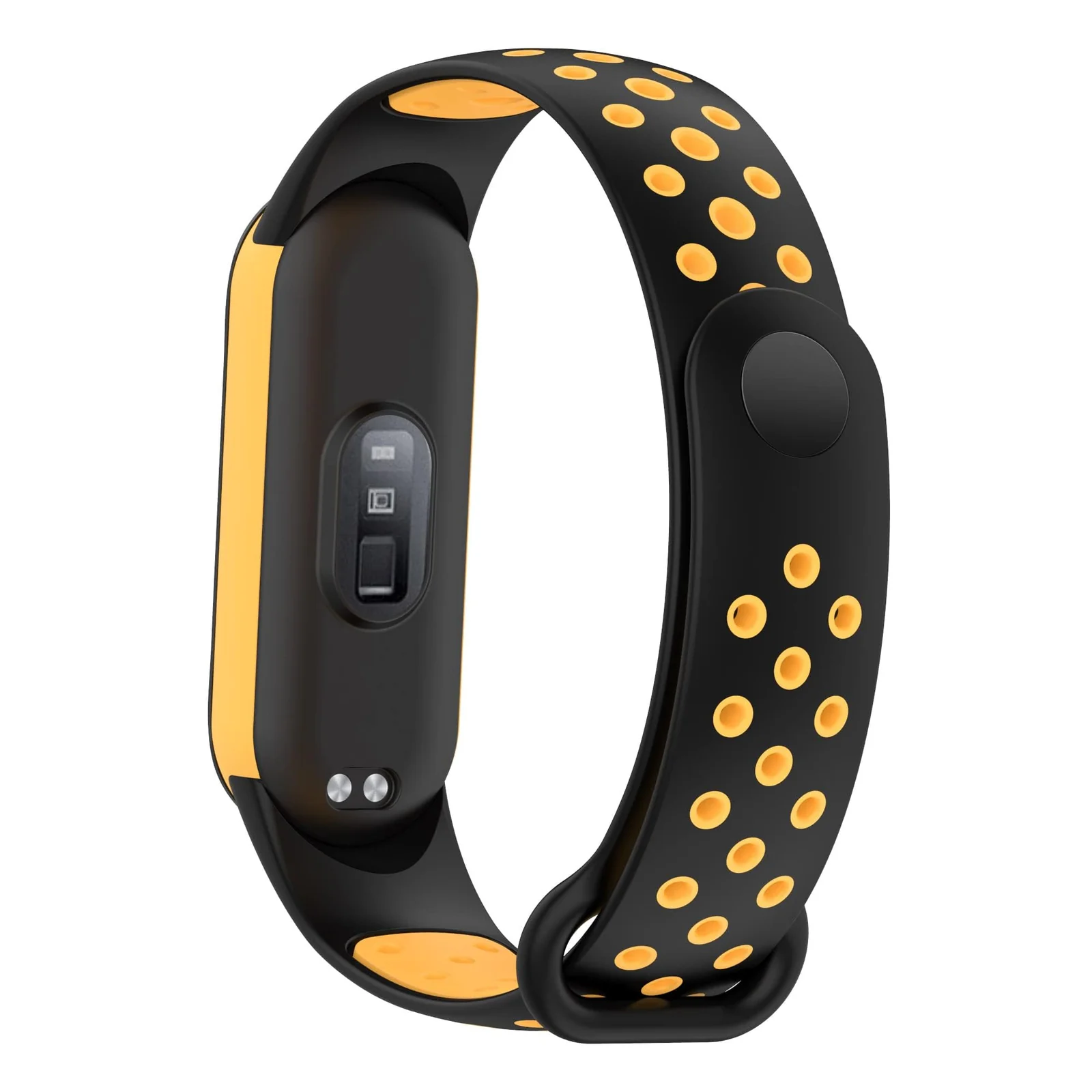 DL3 Mobilak Strap for Xiaomi Mi Band 7 6 5/Amazfit Band 5, Women Men Armband, Two Colours Breathable Adjustable Soft Silicone Replacement Strap for Xiaomi Mi Band 7/6/5 - Black Yellow