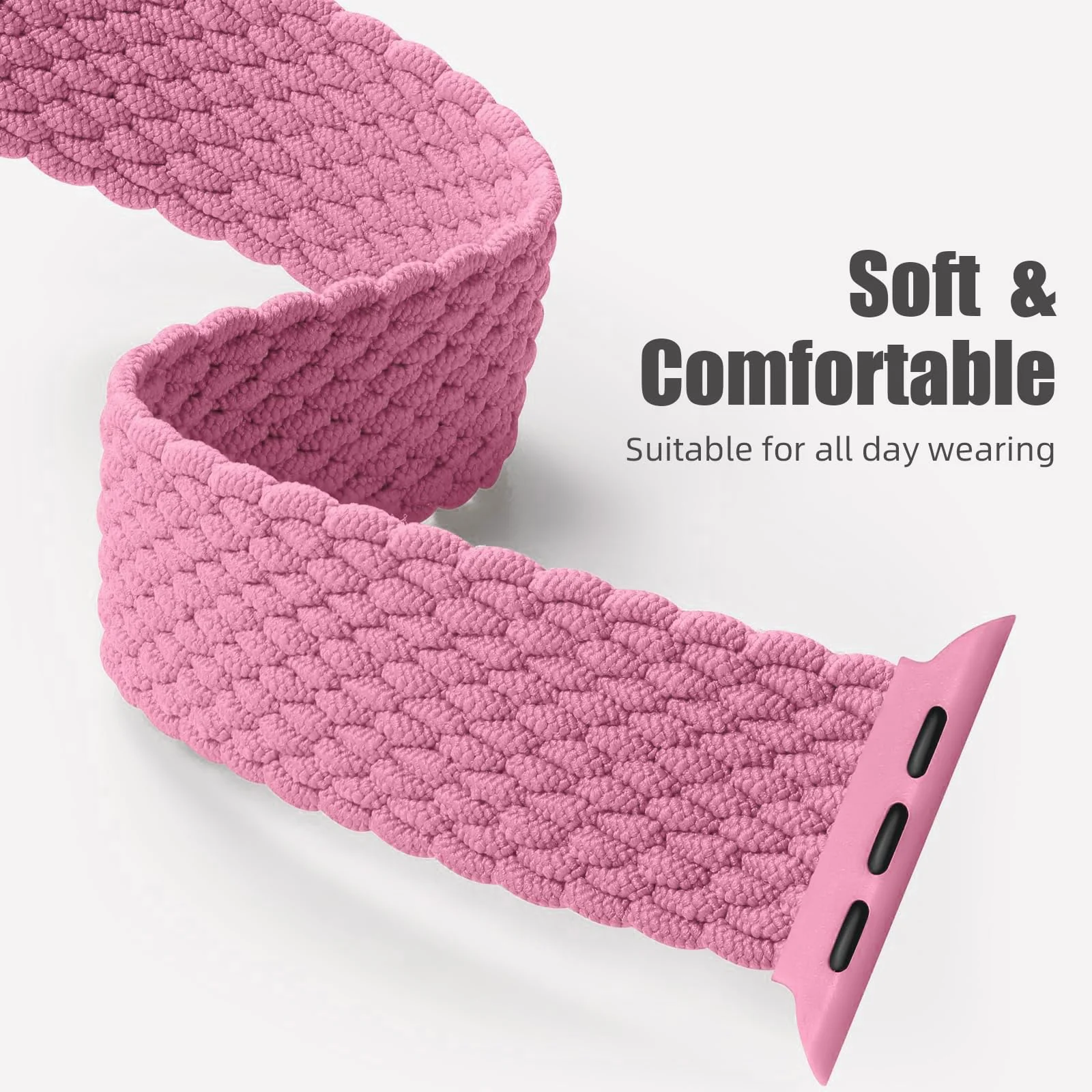 DL3 Mobilak 20mm Magnetic Band for Samsung Galaxy Watch 7/6/5/4/FE Band 40mm 44mm/Galaxy Watch 6/4 Classic Bands 47mm 43mm 46mm 42mm/Watch 5 pro 45mm/3 41mm/Active 2, Stretchy Braided Nylon Magnetic Sport Strap - Pink