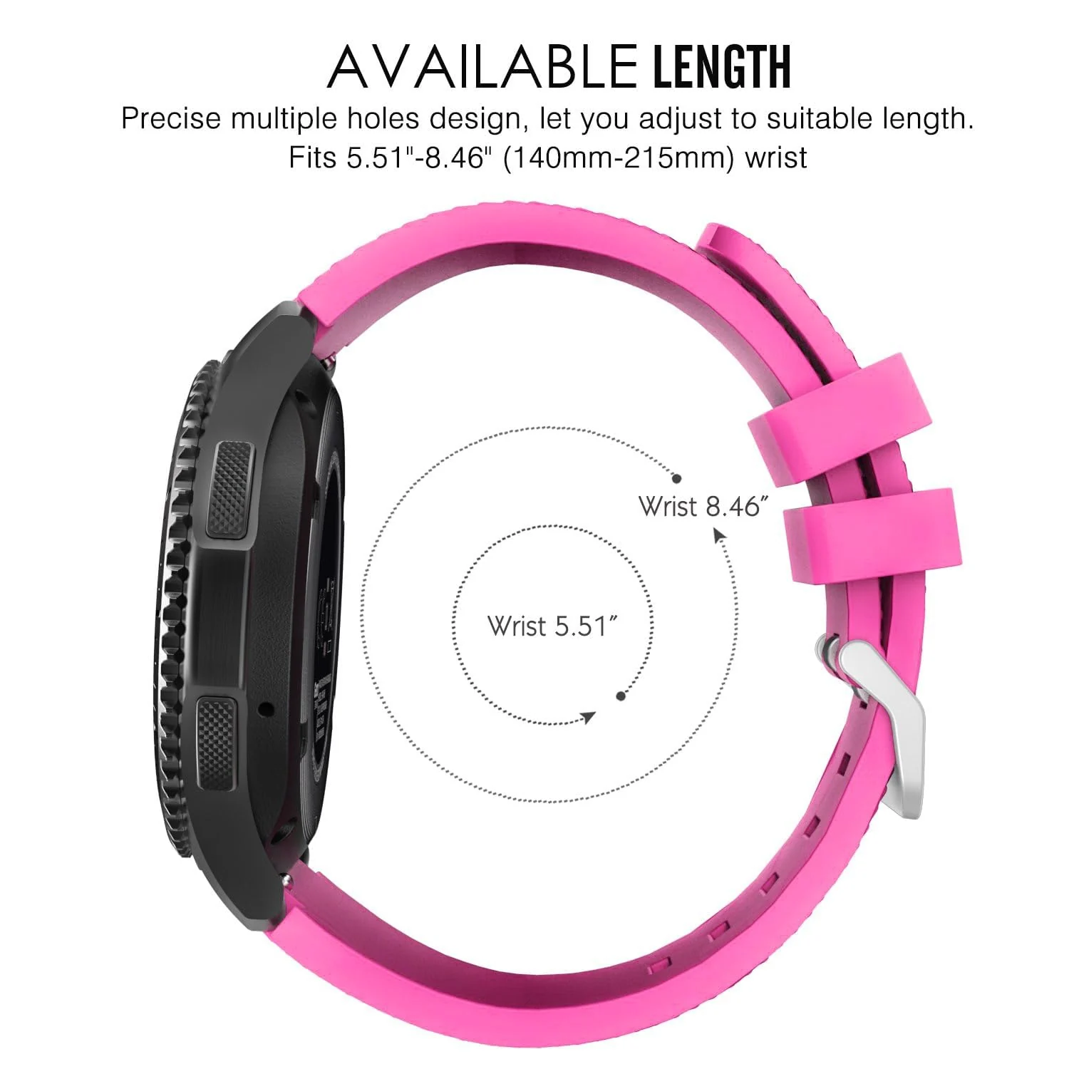 DL3 Mobilak Sport Silicone Band 20MM Strap For Samsung Gear Sport/Watch 6/5/4/5 Pro 45mm/S2 classic/active 2 40mm 44mm/Amazfit GTS/2/2e/GTS3/3 Pro/2 Mini/3 Mini/Bip 3/Bip 3 Pro - Hot Pink