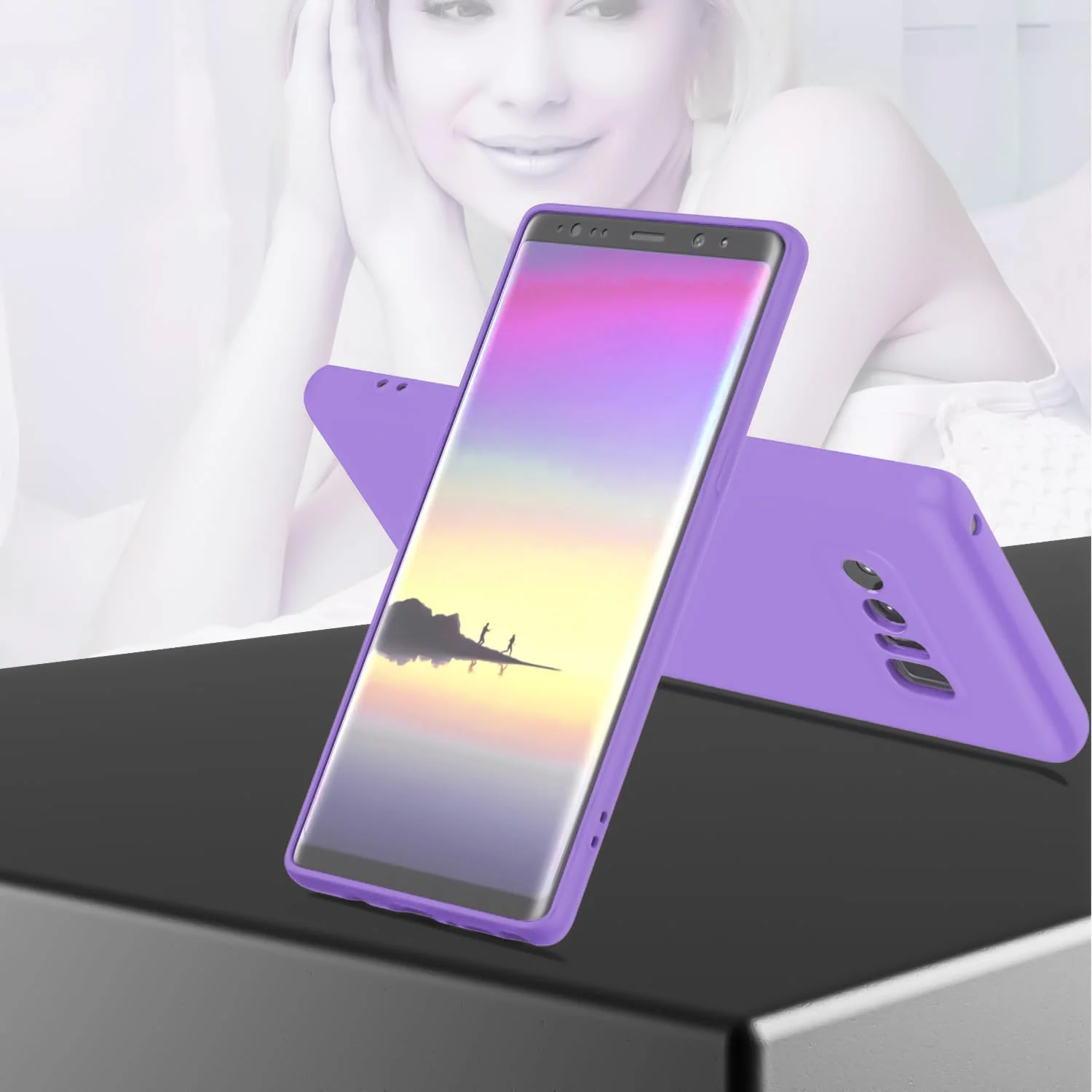 DL3 Mobilak Liquid Silicone Case for Samsung Galaxy Note 8, Shock-absorbing protection, Scratch-resistant surface, Soft microfiber lining - Purple