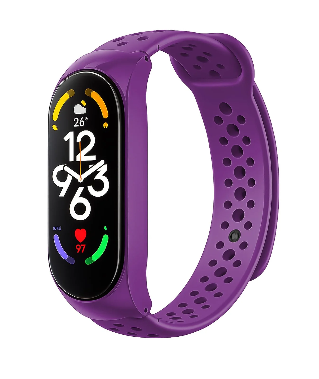 DL3 Mobilak Xiaomi Mi Band 10/9 / 8 Protective Sport Band with Case, Soft Silicone Strap with Built-in Cover, Breathable Vent Holes For For Xiaomi Smart Band 10/9/8 - Purple