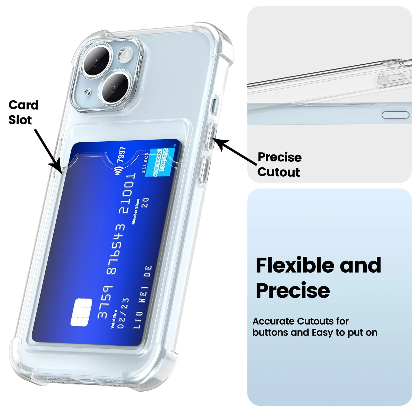DL3 Mobilak Leather Wallet Case for iPhone 13 6.1-Inch, Supports wireless charging, Camera protection, Shock-absorbing protection - Clear