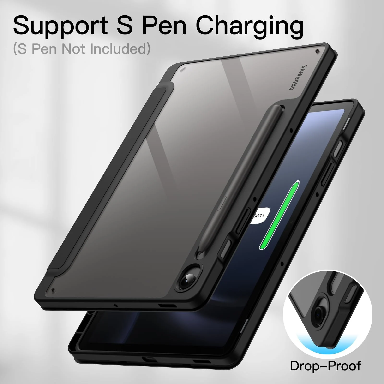 DL3 Mobilak Hybrid Slim Case for Samsung Galaxy Tab S9 FE 5G 10.9 Inch/Galaxy Tab S9 11 Inch 2023 with S Pen Holder, Shockproof Cover with Clear Transparent Back Shell, Auto Wake/Sleep - Black