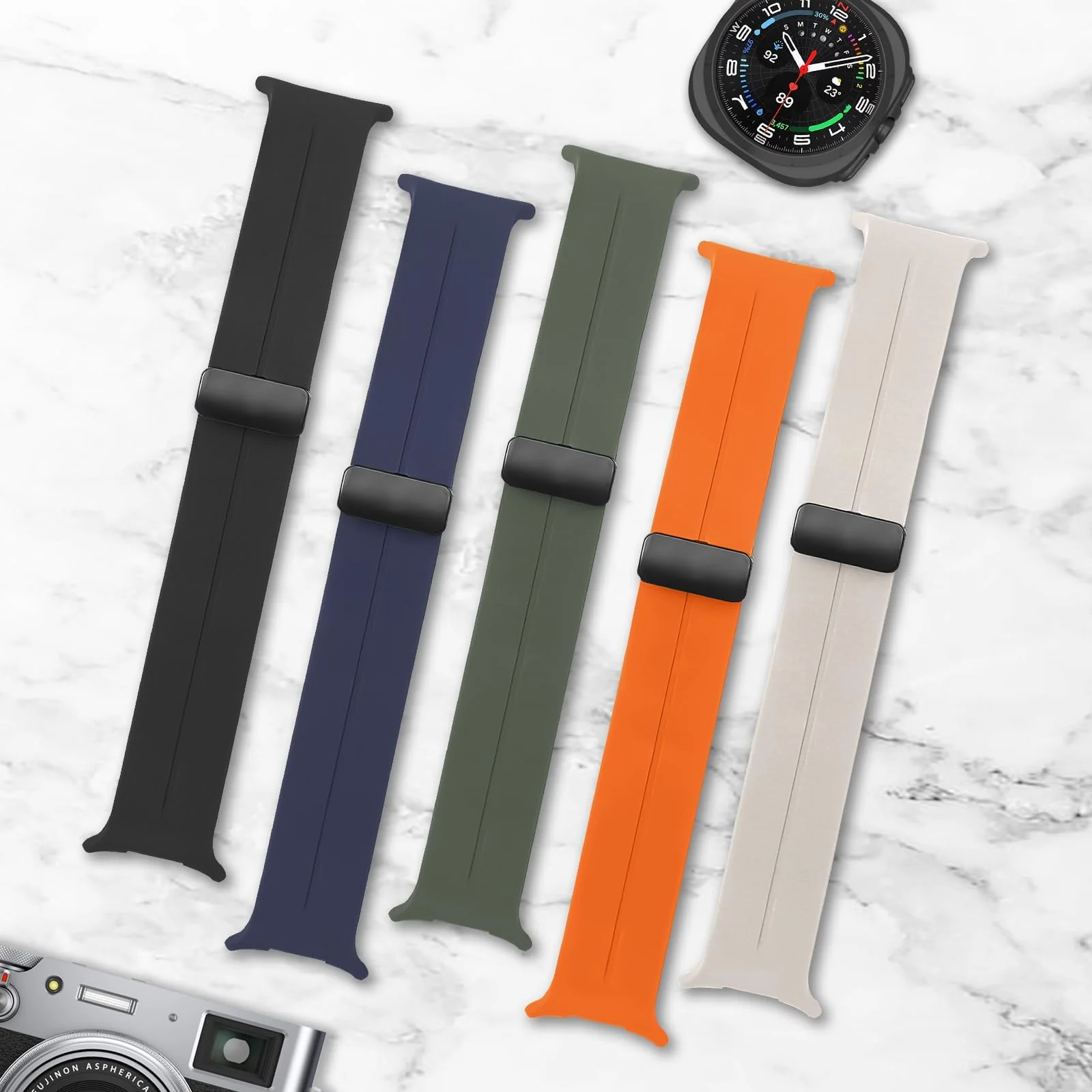 DL3 Mobilak Silicone Strap for Samsung Galaxy Watch 8 40mm/44mm, Men's and Women's Adjustable Sports Silicone Magnetic Buckle Bands for Samsung Galaxy Watch 8 Classic 46mm 2025 - White