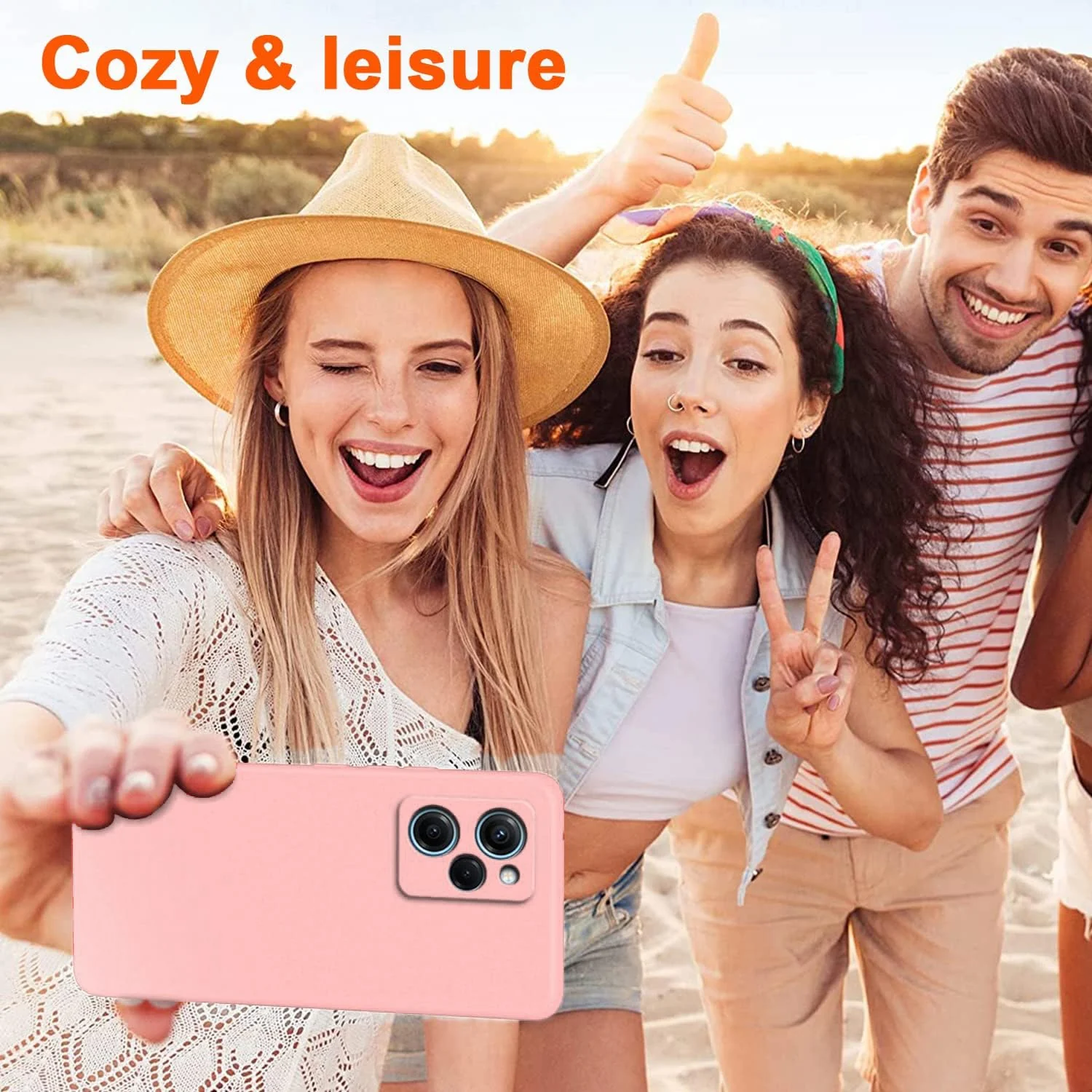 DL3 Mobilak Soft Silicone Protective Case for POCO X5 Pro 5G with Microfiber Lining and Shockproof Design - Pink Sand