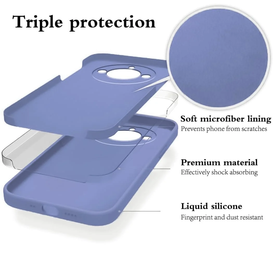 DL3 Mobilak Liquid Silicone Protective Case with Soft Microfiber Lining with Full Camera Protection for realme 11 Pro & realme 11 Pro+ Plus 5G - Baby Blue
