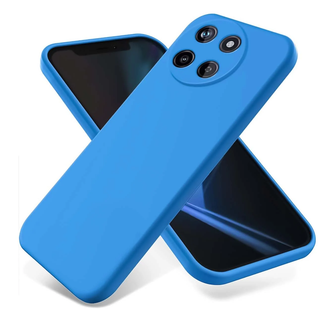 DL3 Mobilak Liquid Silicone Protective Case for realme 11 4G with Microfiber Lining and Shockproof Design - Sky Blue