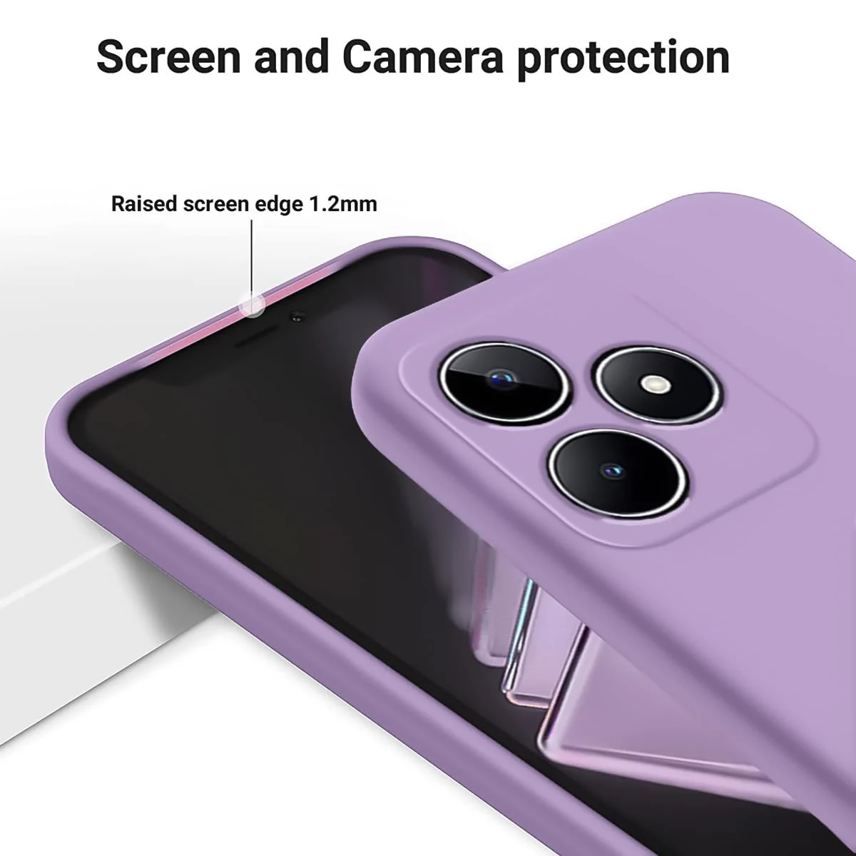 DL3 Mobilak Soft Silicone Protective Case for realme C51 with Microfiber Lining and Shockproof Design - Light Purple