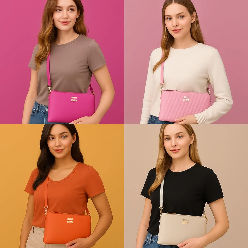 Mobigon Quilted Crossbody Clutch Bag for Women, Small Elegant Shoulder Purse with Removable Wristlet & Adjustable Strap, Lightweight Everyday Wear & Outing Use - Fuchsia