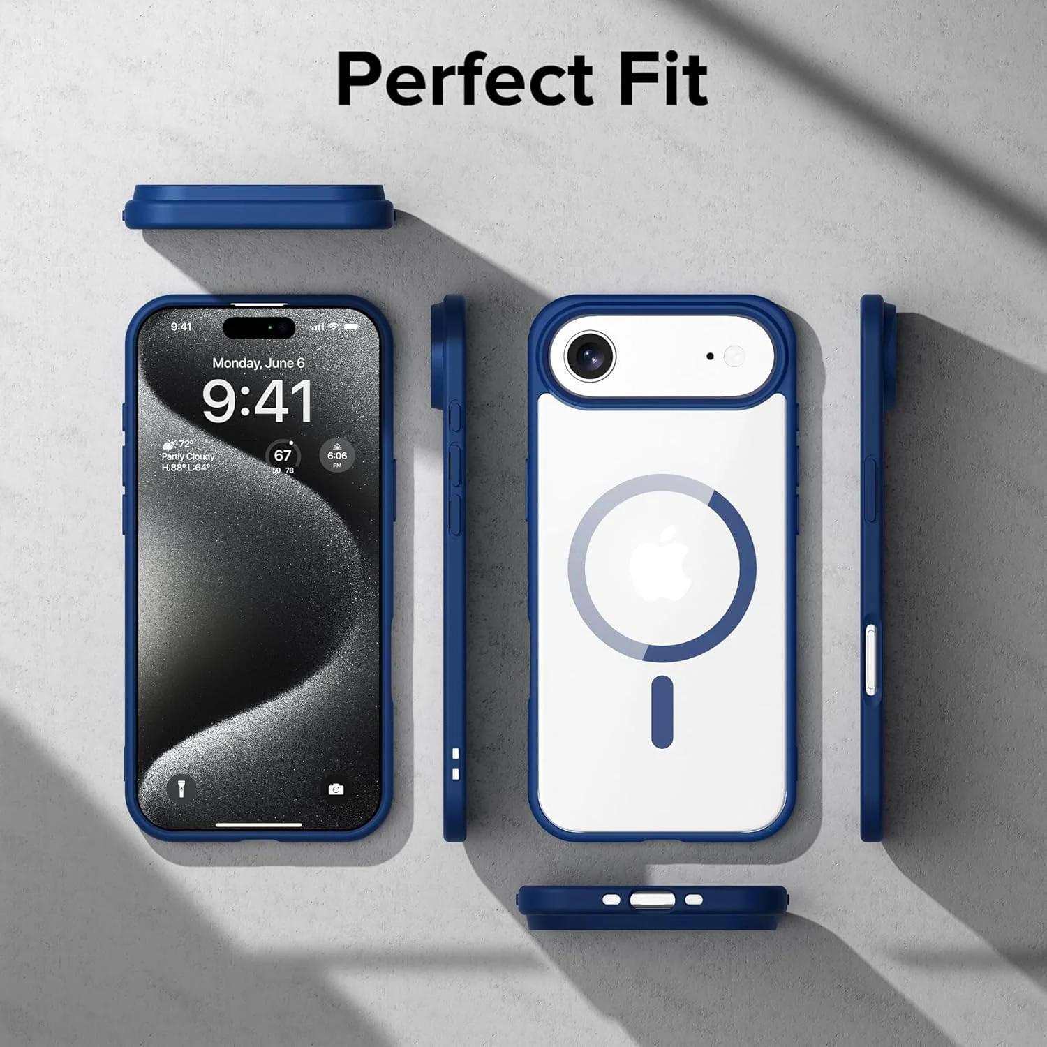 DL3 Mobilak Translucent Matte Case for iPhone 17 Air 6.5-Inch Compatible with, Compatible with MagSafe accessories, Shock-absorbing protection, Scratch-resistant surface - Blue