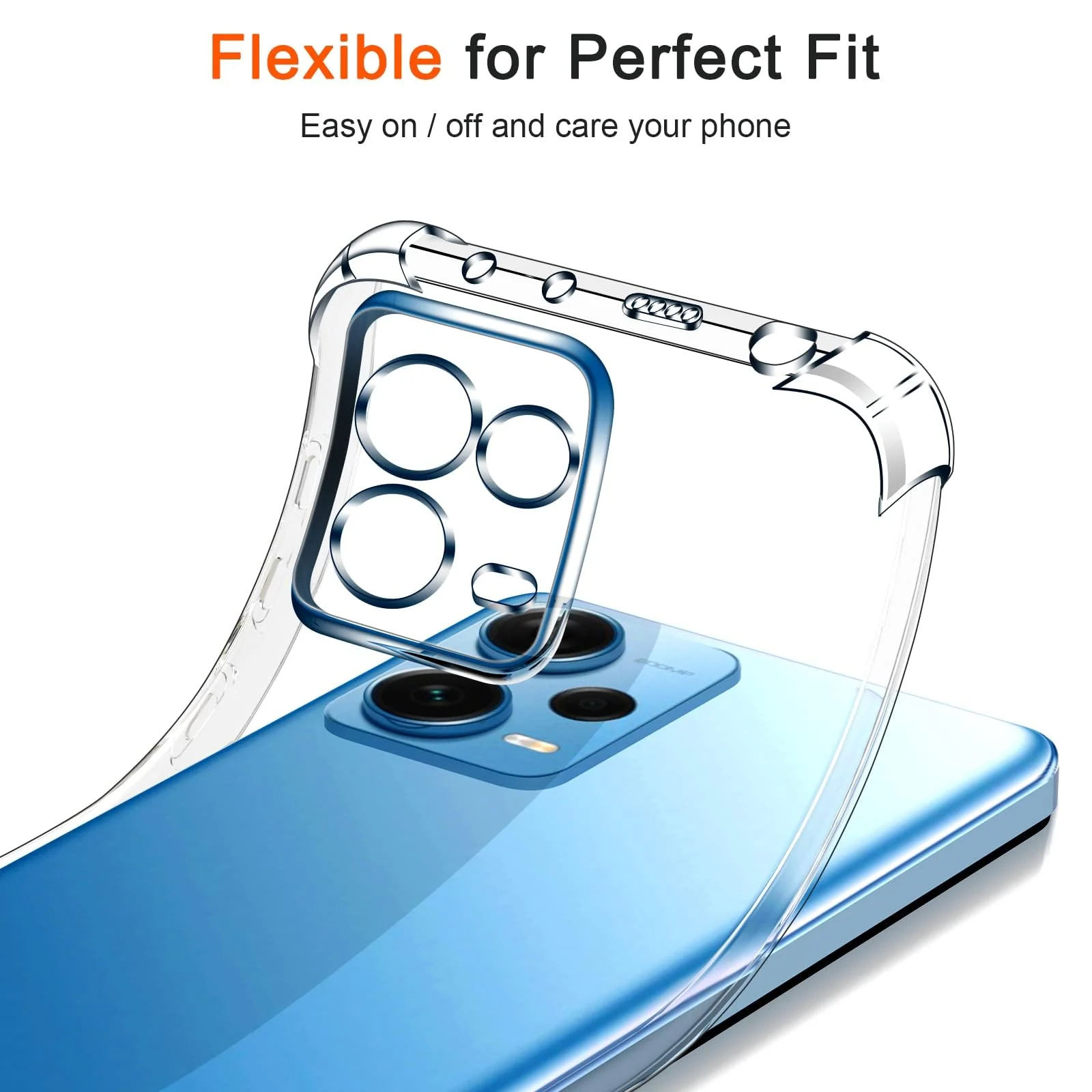 DL3 Mobilak Clear TPU Case for Xiaomi Redmi Note 12 Pro + / 12 pro plus 5G, Camera protection, Shock-absorbing protection, Non-slip grip - Clear