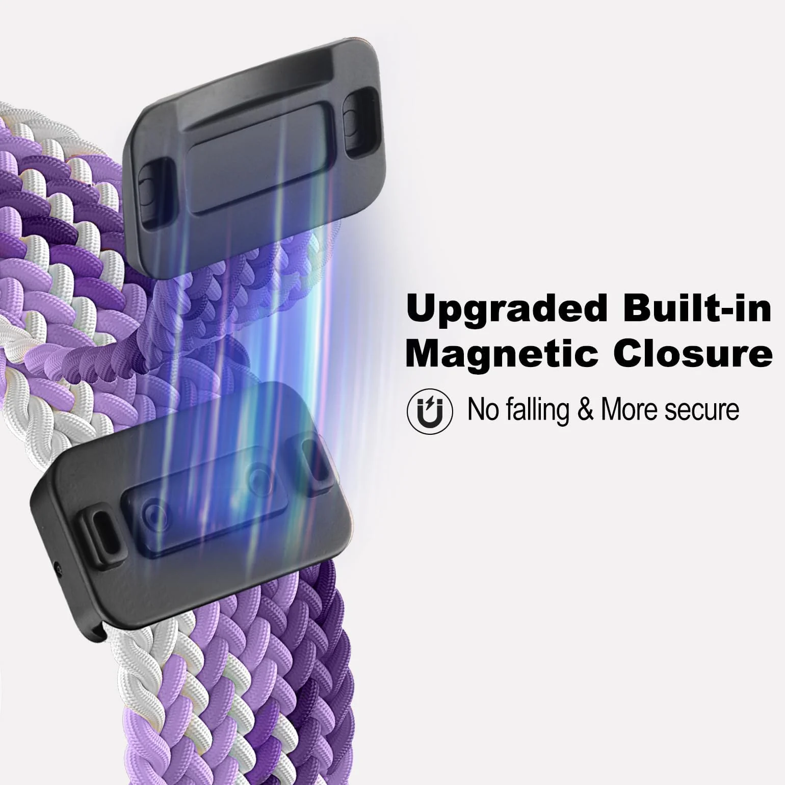 DL3 Mobilak 22mm Magnetic Band for Redmi Watch 5 Active/5 Lite/Samsung Galaxy Watch 3 45mm/Watch 46mm/Gear S3/Huawei watch GT6 GT5 46MM/GT2E/GT6 Pro/GT 5 Pro/Amazfit GTR 4/3, Stretchy Braided Nylon Sport Strap - Gradient Purple