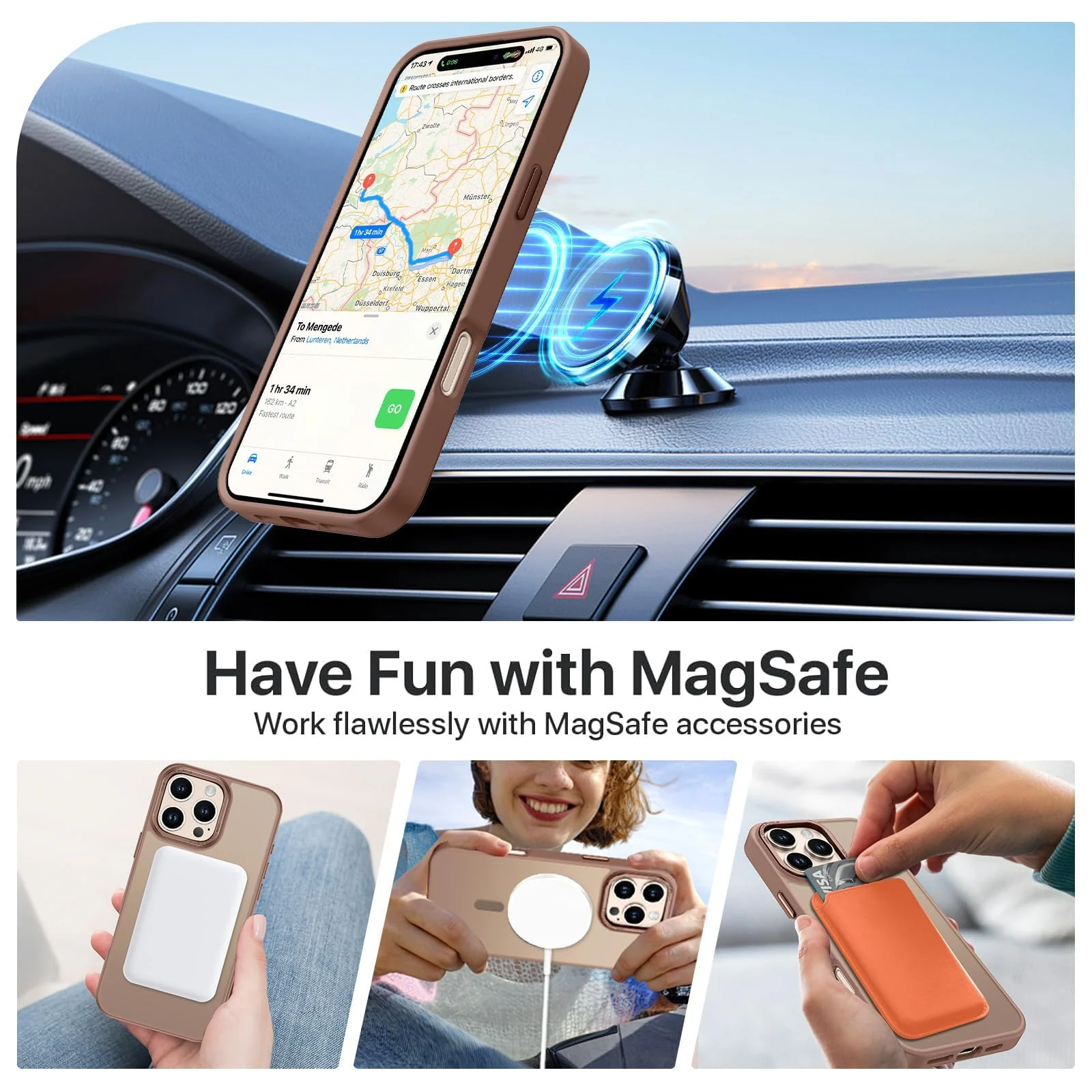 DL3 Mobilak Case for iPhone 16 Pro 6.3-Inch Case Magnetic Translucent Matte Phone Cases [Compatible with MagSafe] Thin Slim Fit Shockproof Bumper Hard Protective Cover for Men Girls - Desert Brown