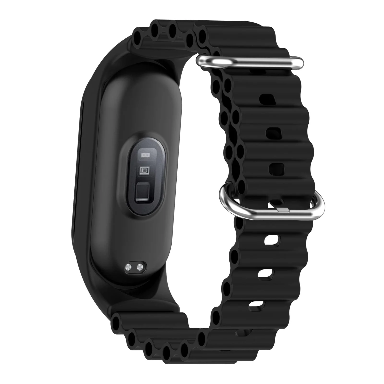 DL3 Mobilak Ocean Band for Xiaomi Mi Band 7/Mi Band 6/Mi Band 5/Mi Band 4/Mi Band 3, Adjustable Silicone Stretchy Sport Strap Women Men Replacement Wristband - Black