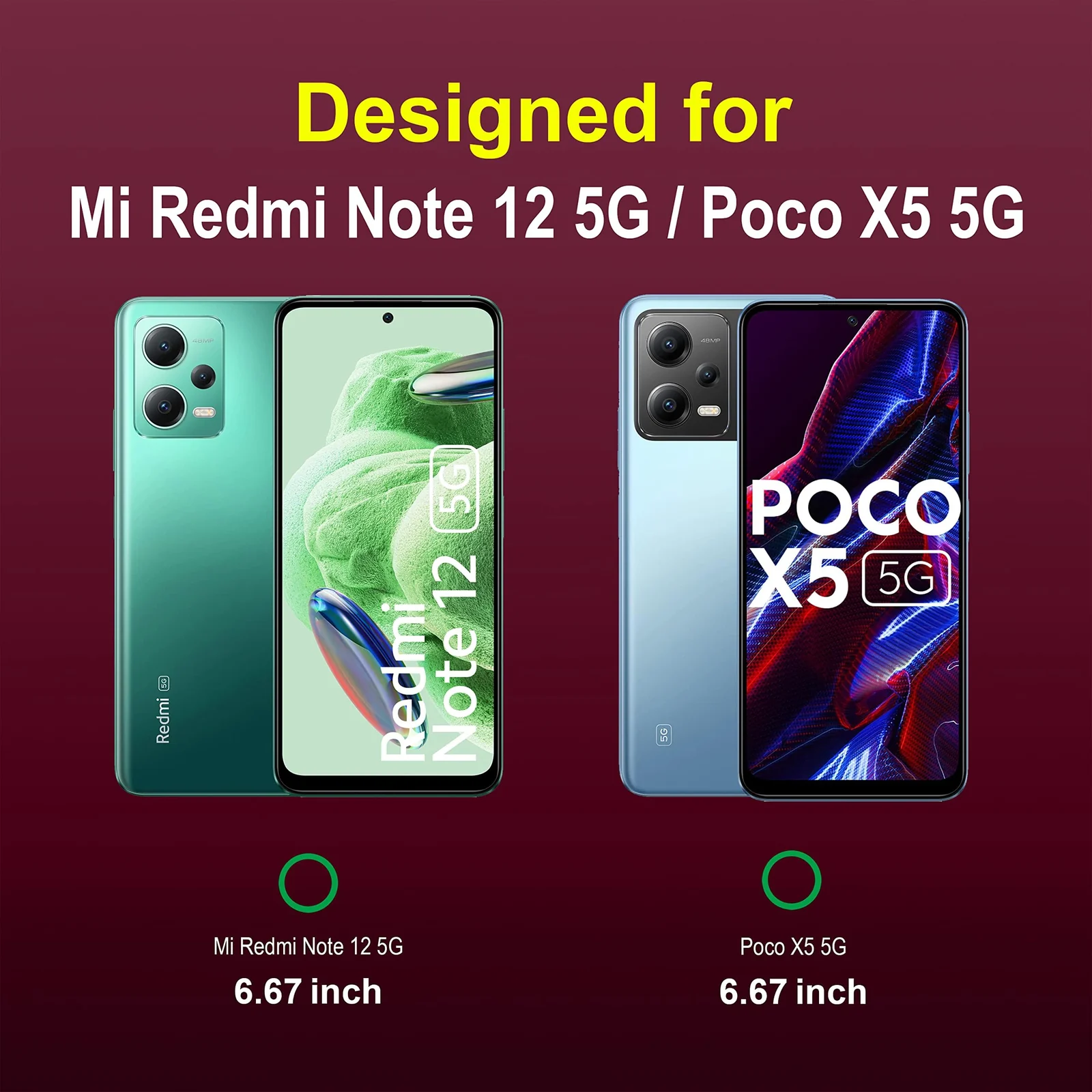 DL3 Mobilak Silicone Case for Xiaomi Redmi Note 12 5G / Poco X5 5G Heavy Duty Protective [Slim Fit] Shockproof Soft Flexible Protective Design TPU Cover With Camera Protection - Wine Red