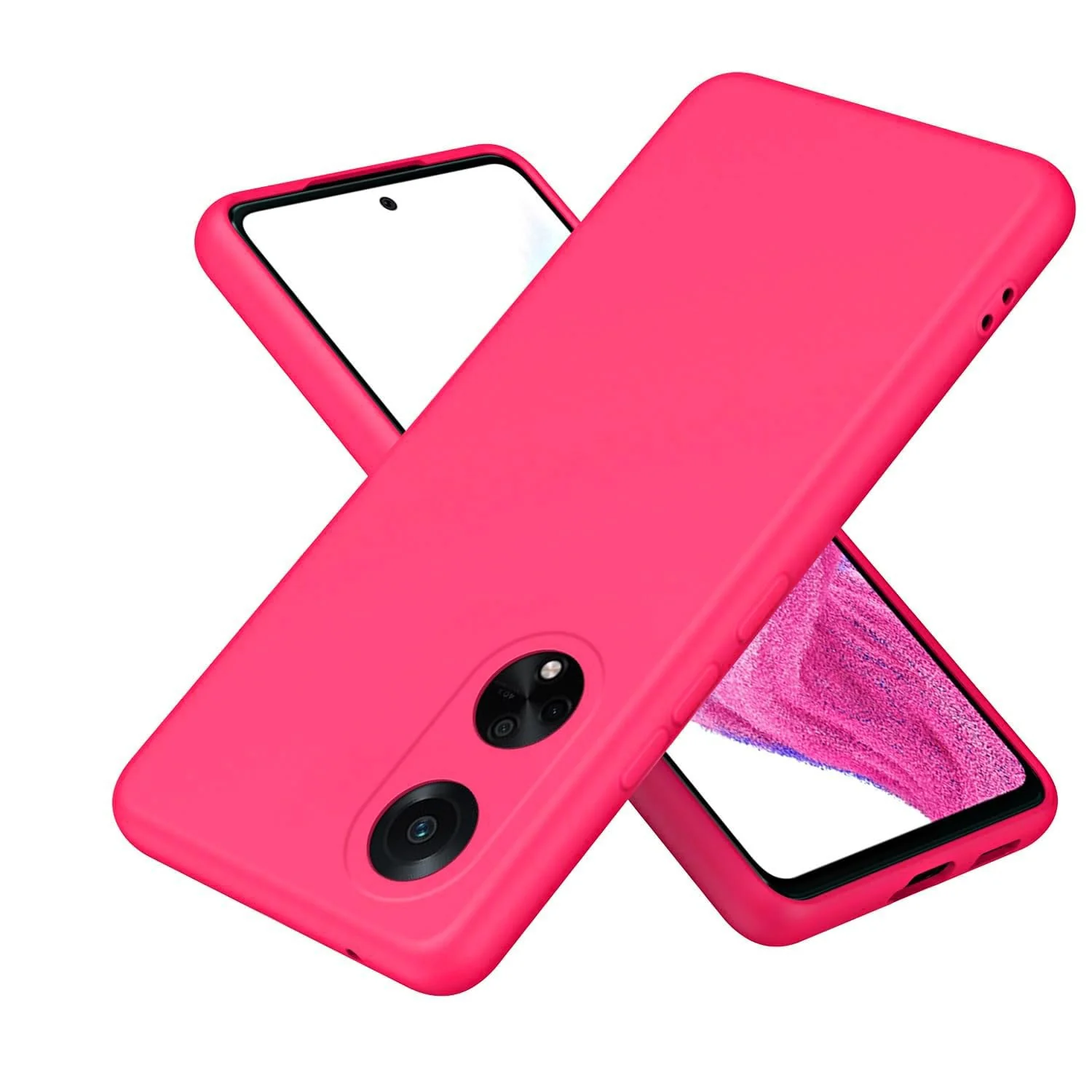 DL3 Mobilak Soft Silicone Protective Case for OPPO A98 with Microfiber Lining and Shockproof Design - Hot Pink