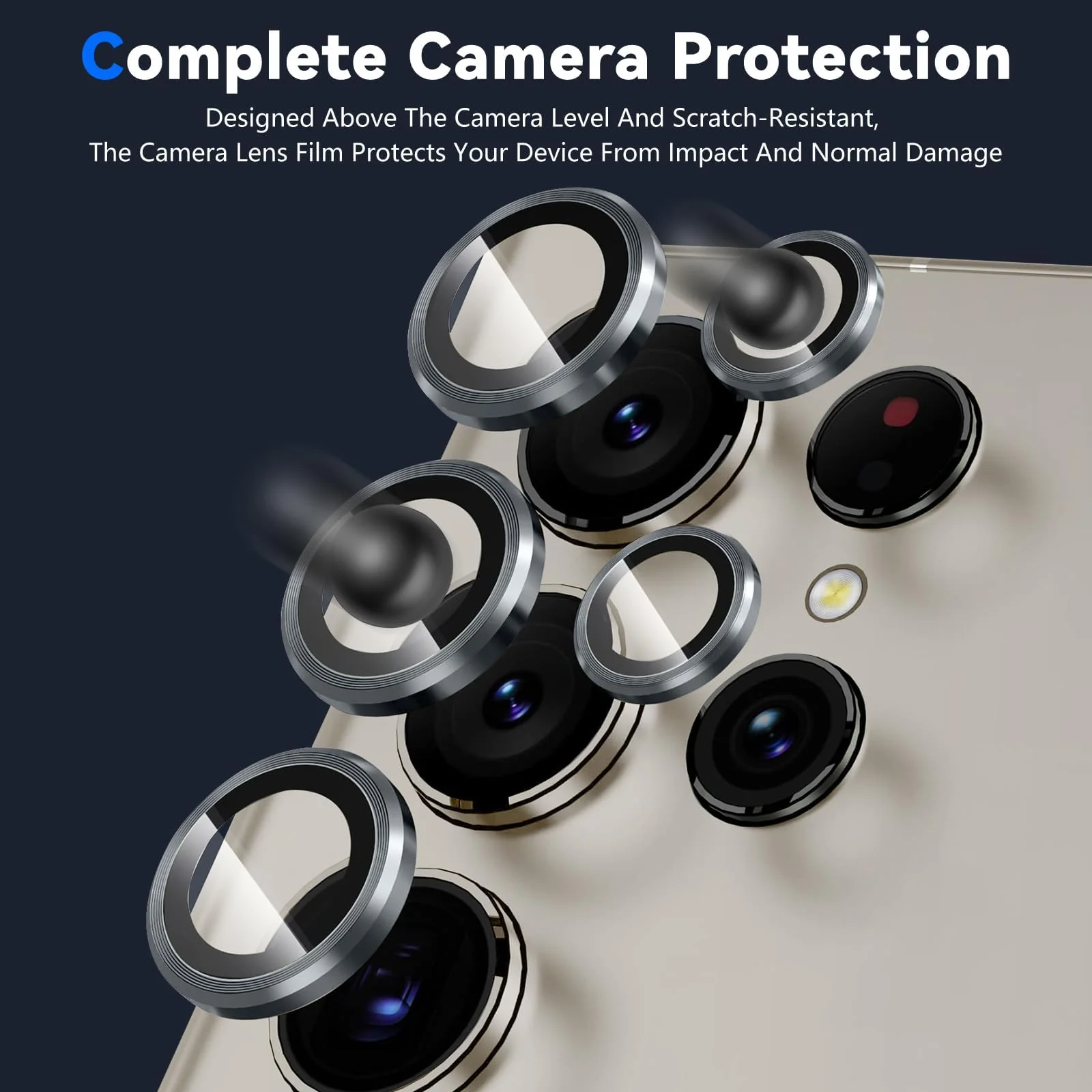 DL3 Mobilak Camera Protection for Samsung Galaxy S24 Ultra Camera Protection, Scratch-Resistant, 9H Hardness, HD Lens Protection, Protective Film, Lens Screen Protector Glass - Gray