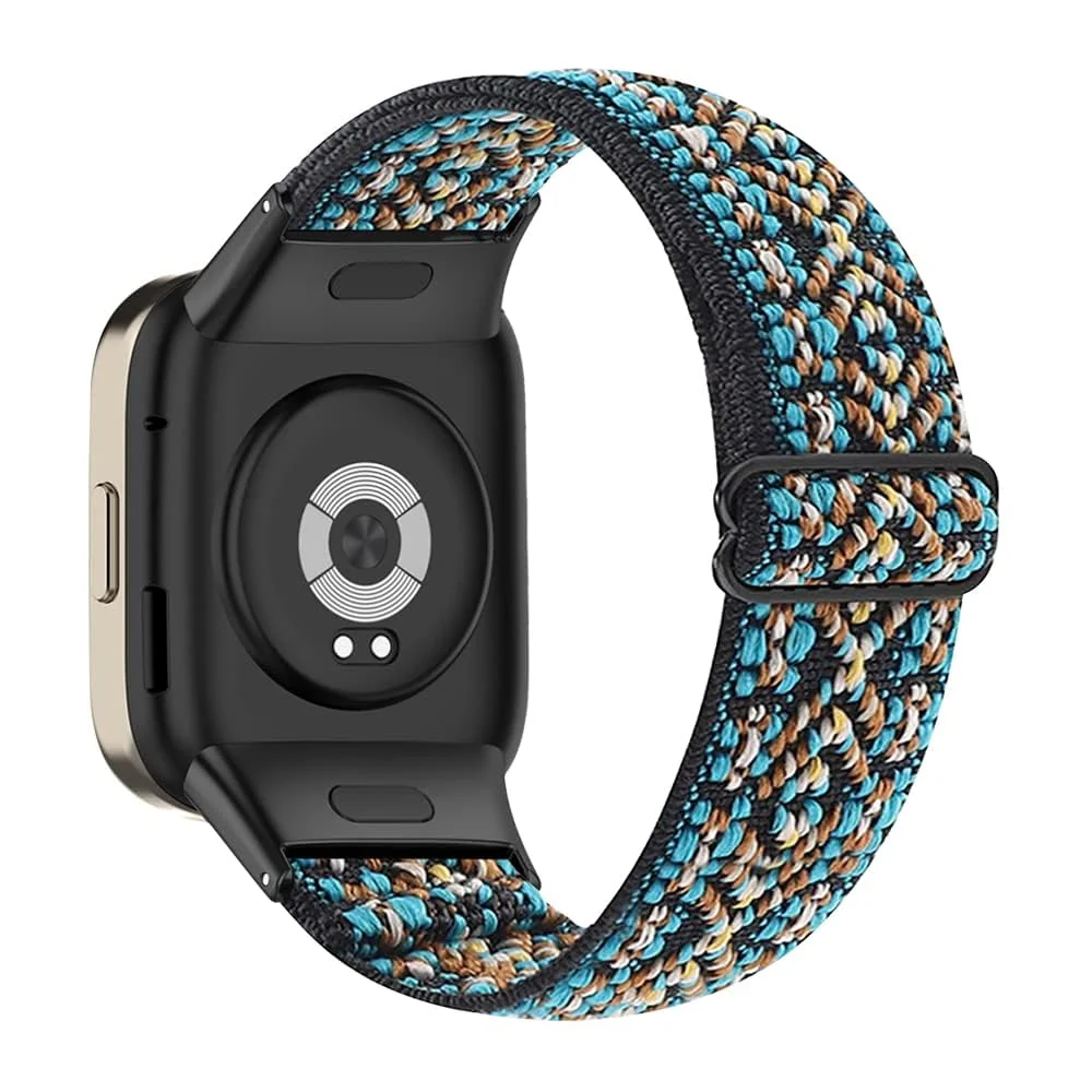 DL3 Mobilak Elastic Straps Compatible with Xiaomi Redmi Watch 3 (Not for Redmi Watch 3 Lite/Active) Men Women, Adjustable Stretchy Bracelets Sport Nylon Replacement Bracelet - Embroidery Blue