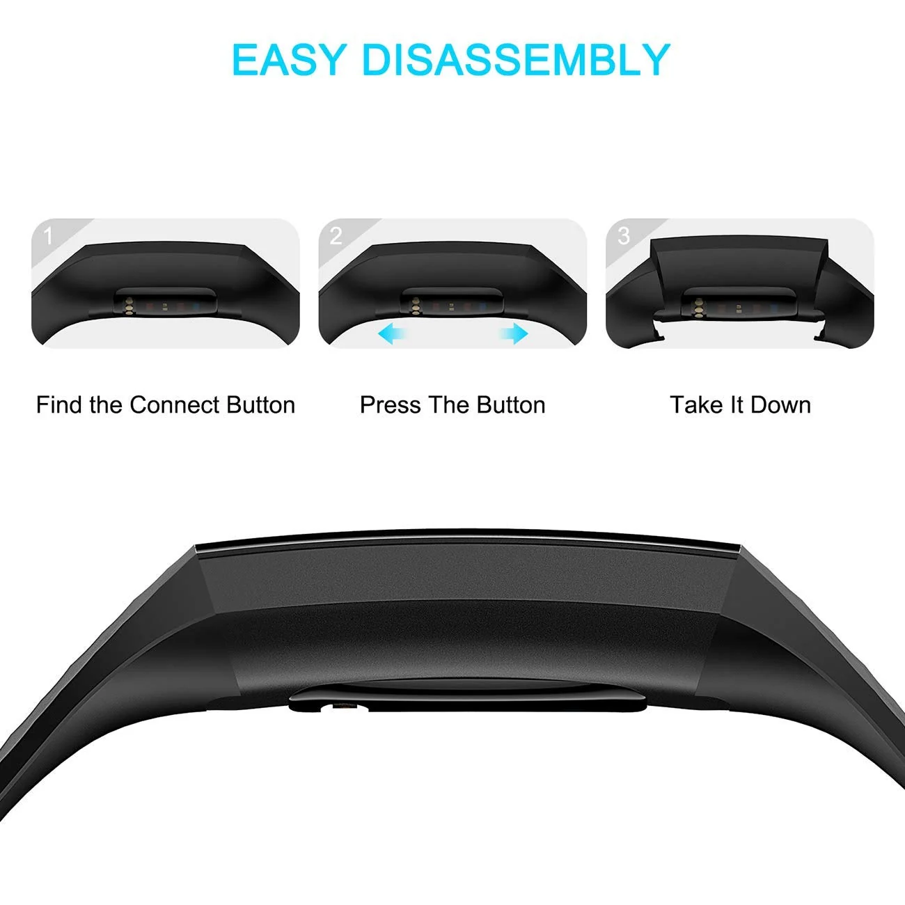 DL3 Mobilak Waterproof Bands for Fitbit Charge 4 / Fitbit Charge 3 / Charge3 SE, Replacement Wristbands for Women Men - Black
