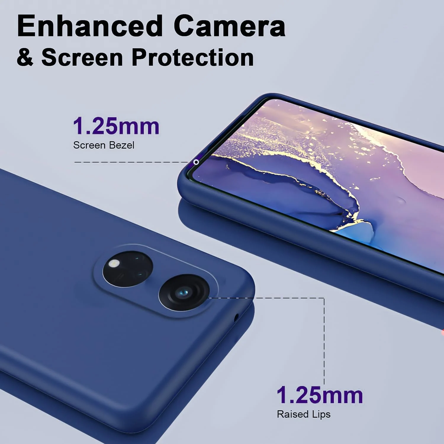 DL3 Mobilak Liquid Silicone Protective Case for OPPO Reno 8T 5G / OPPO A1 Pro with Microfiber Lining and Shockproof Design - Blue